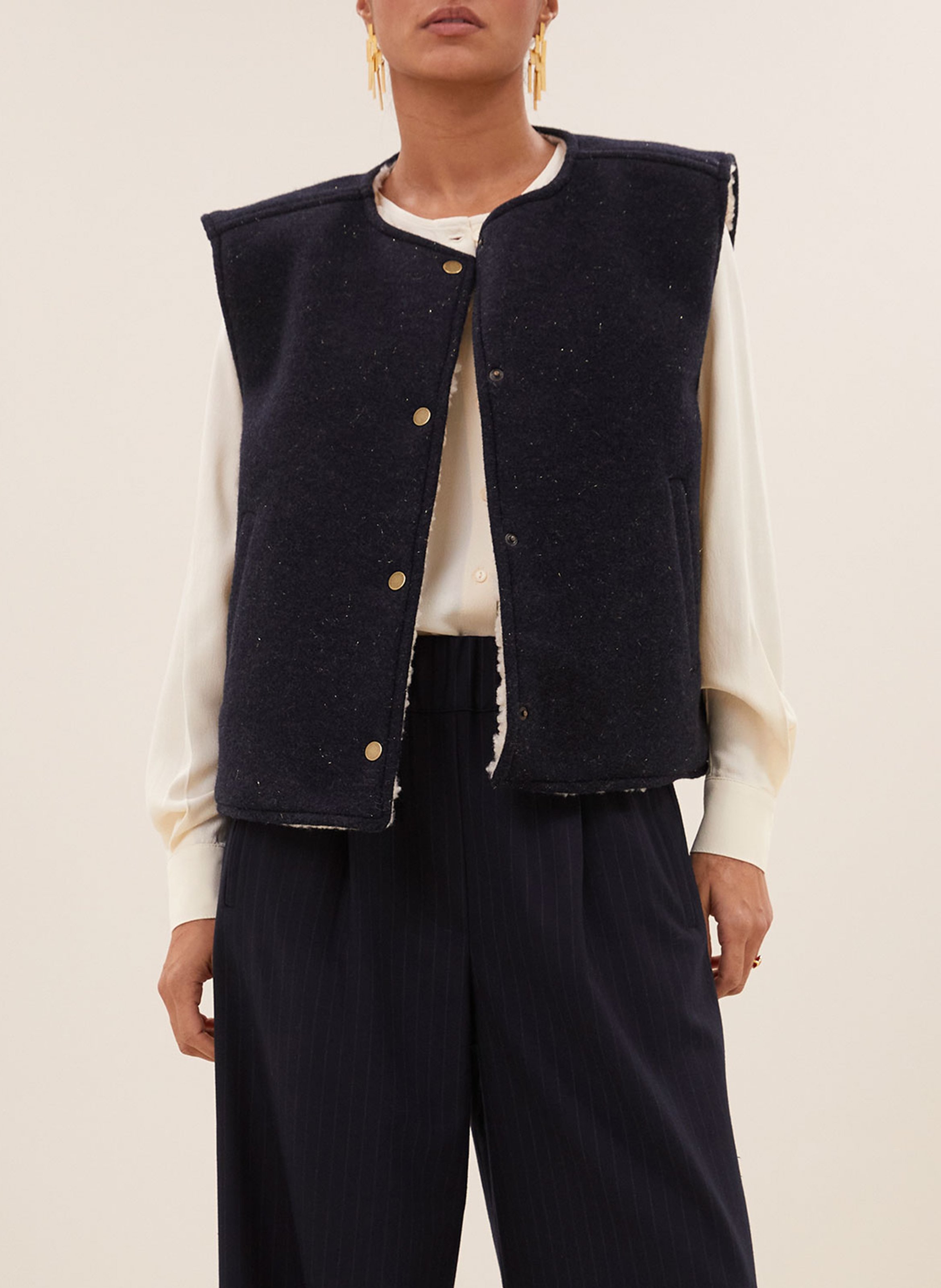 Veste sans manches réversible en laine mélangée BY BAR Bleu