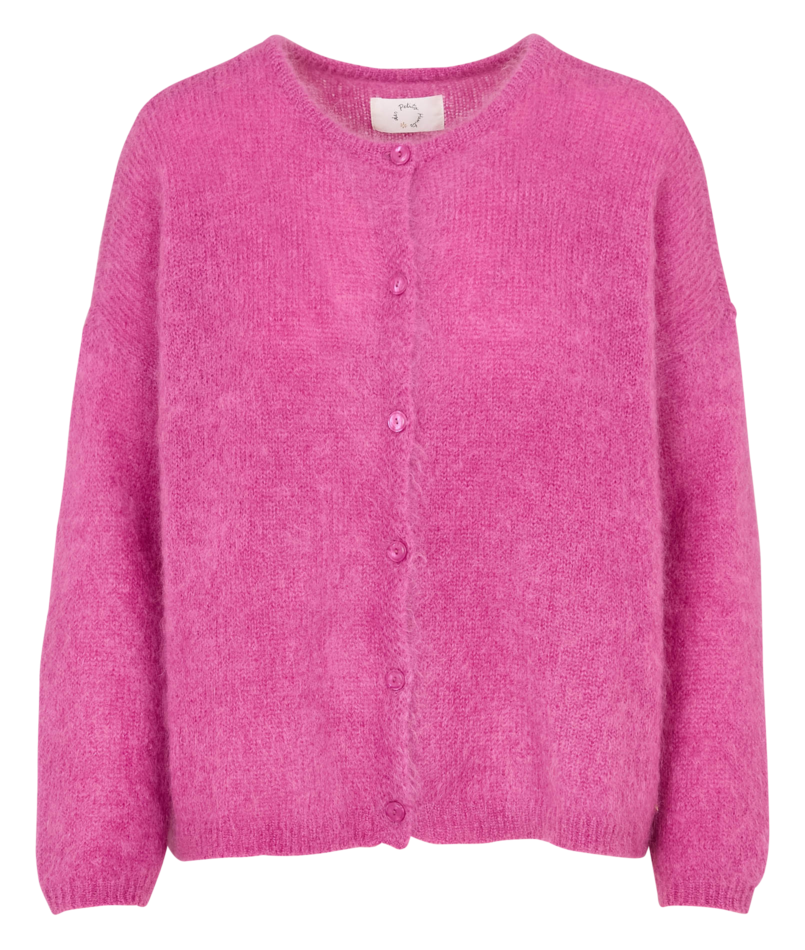 Round-neck mixed-knit cardigan DES PETITS HAUTS Pink