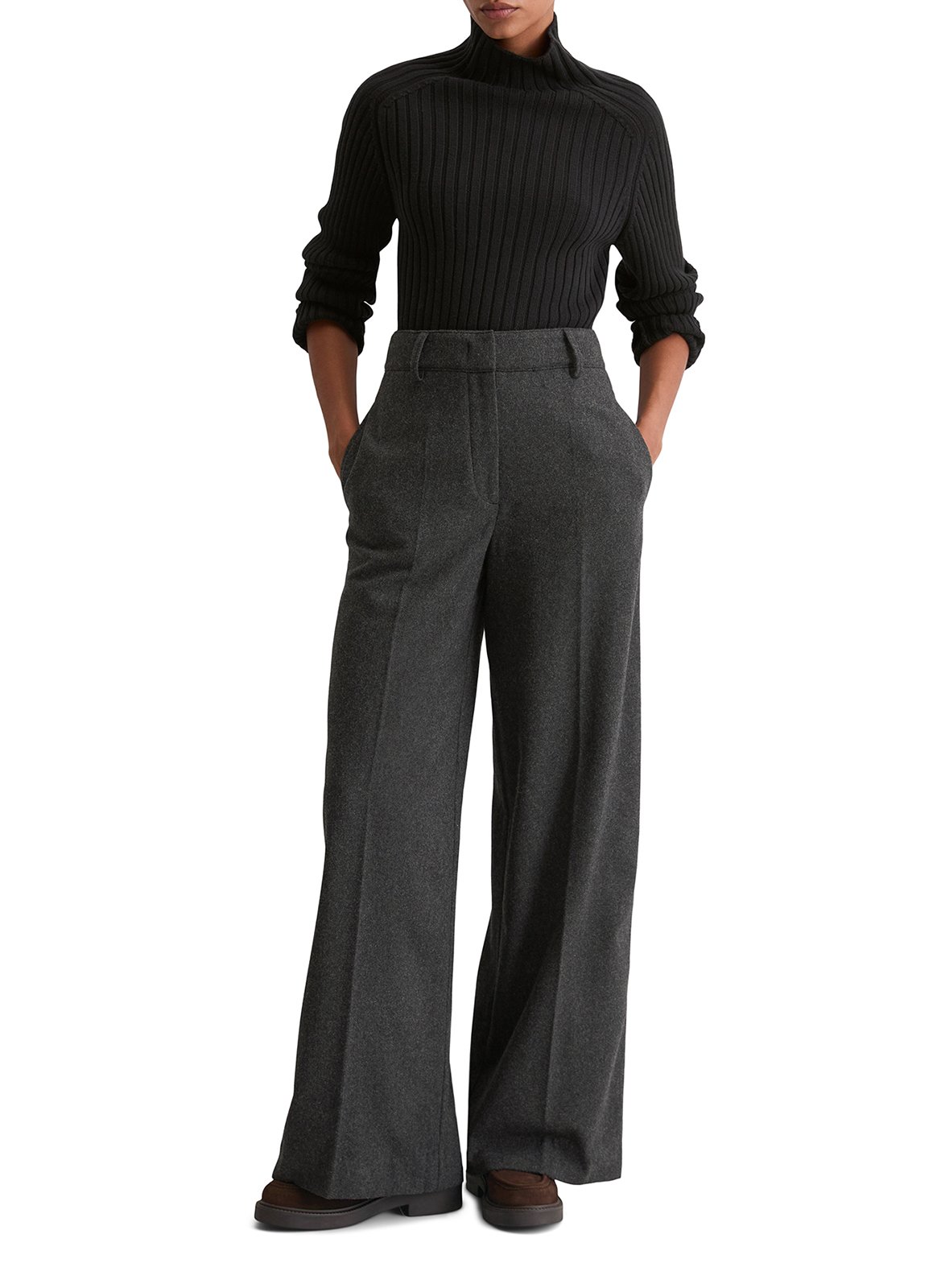 Wijde broek met hoge taille MARC O'POLO Grijs