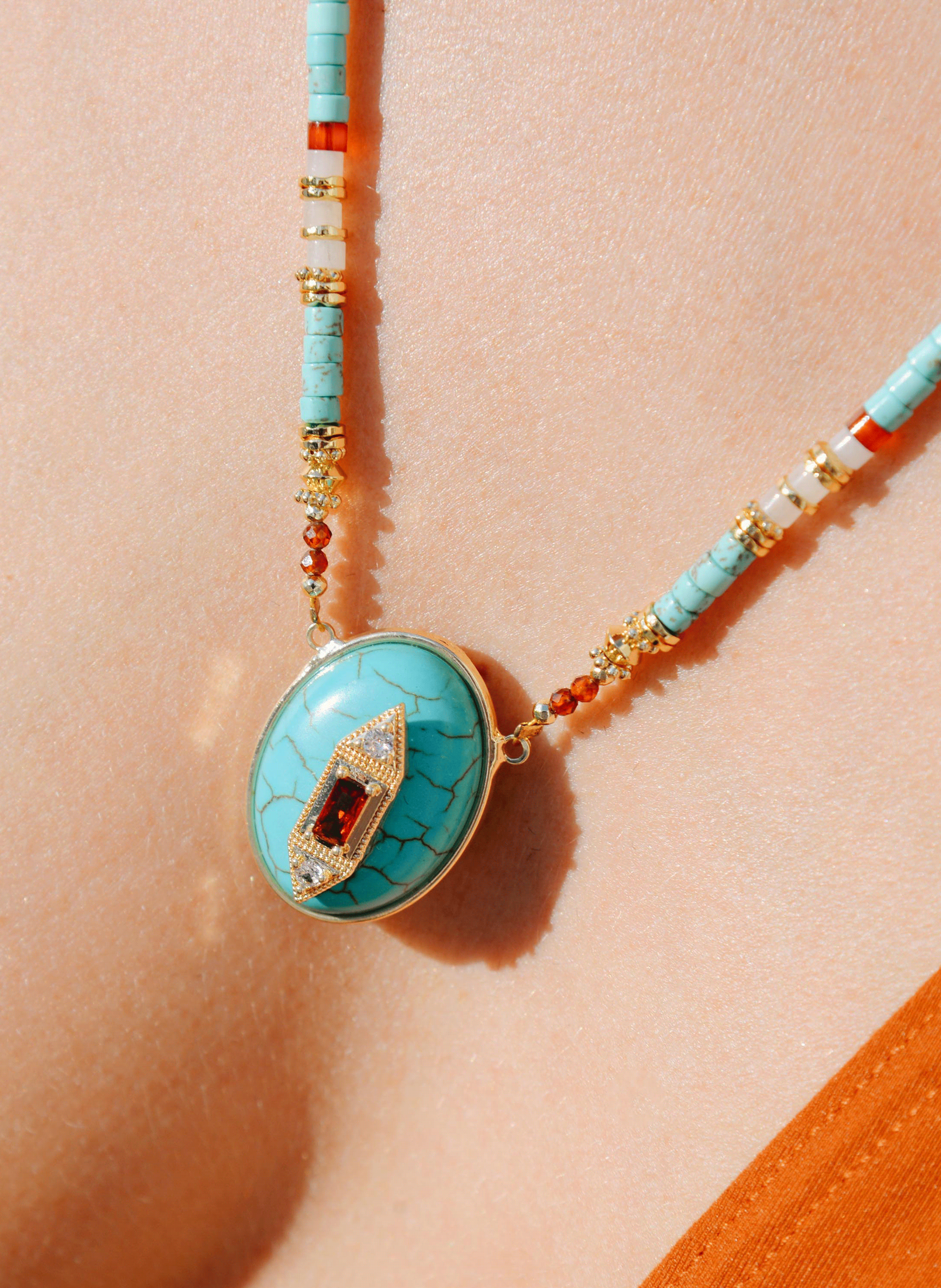 Chain necklace with pearls and pendant HIPANEMA Blue