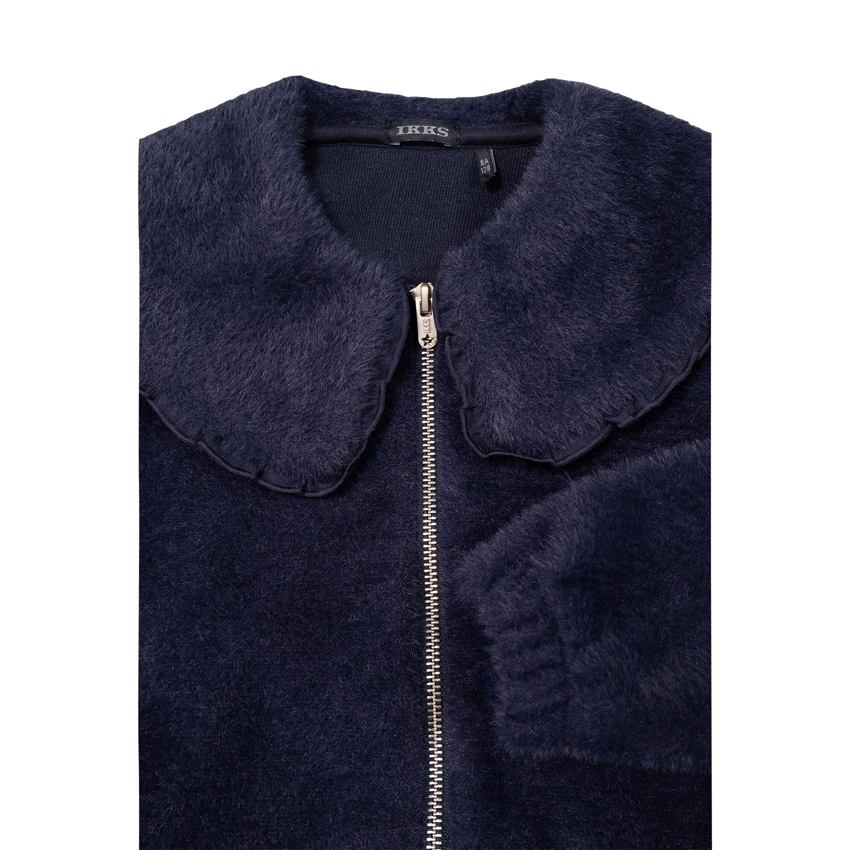 Gilet ample col claudine en maille duveteuse IKKS JUNIOR Bleu