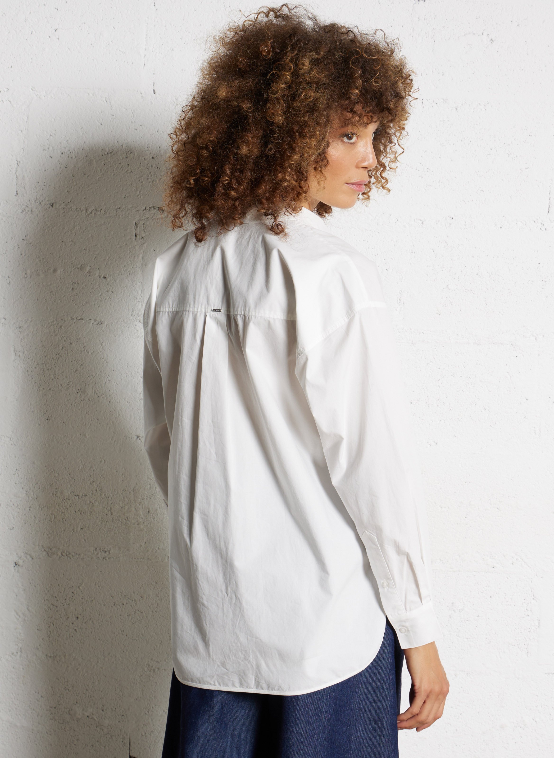 Chemise oversize col classique en coton IKKS Blanc