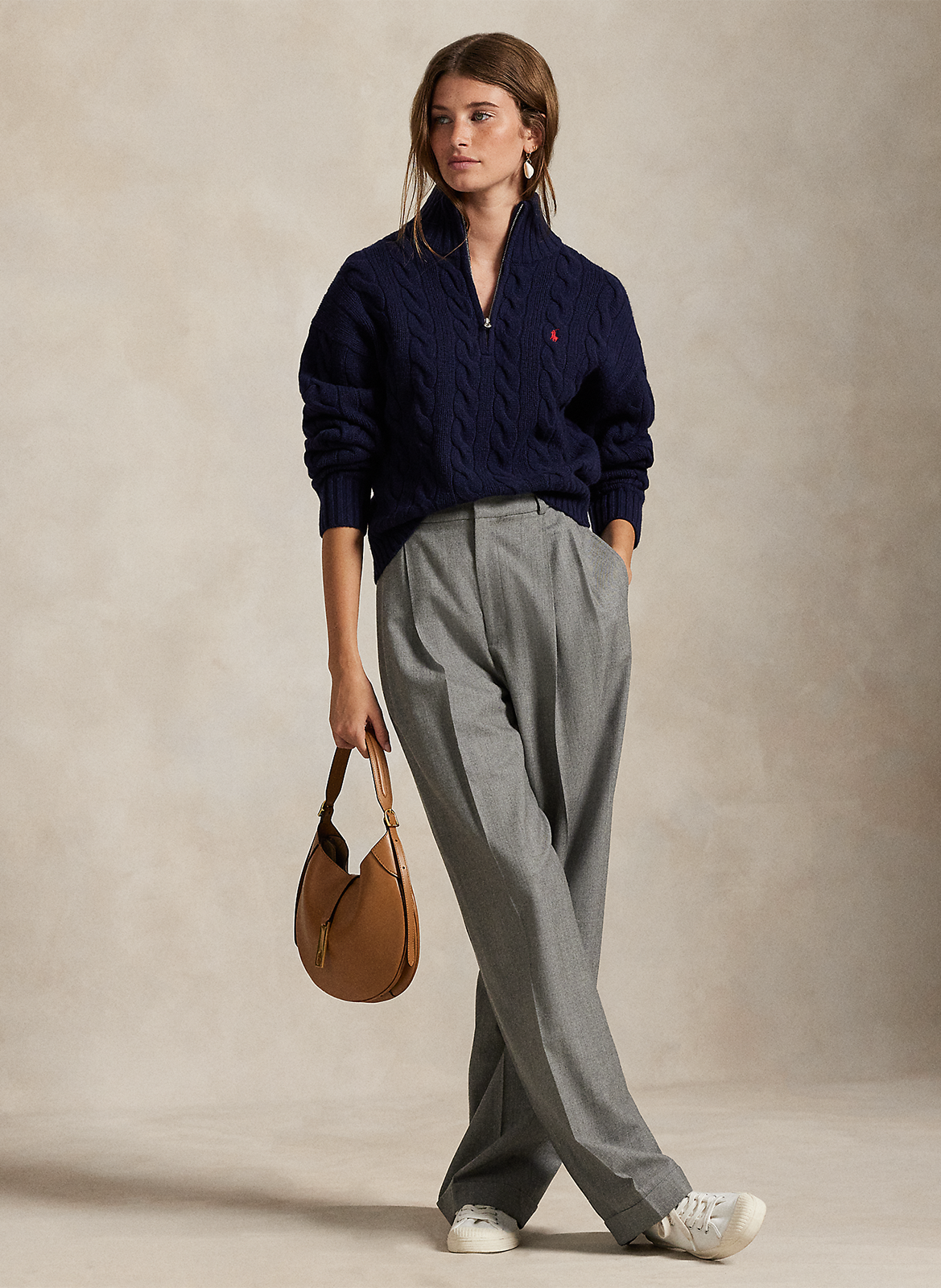 Trui met opstaande kraag van wol en kasjmier Blauw