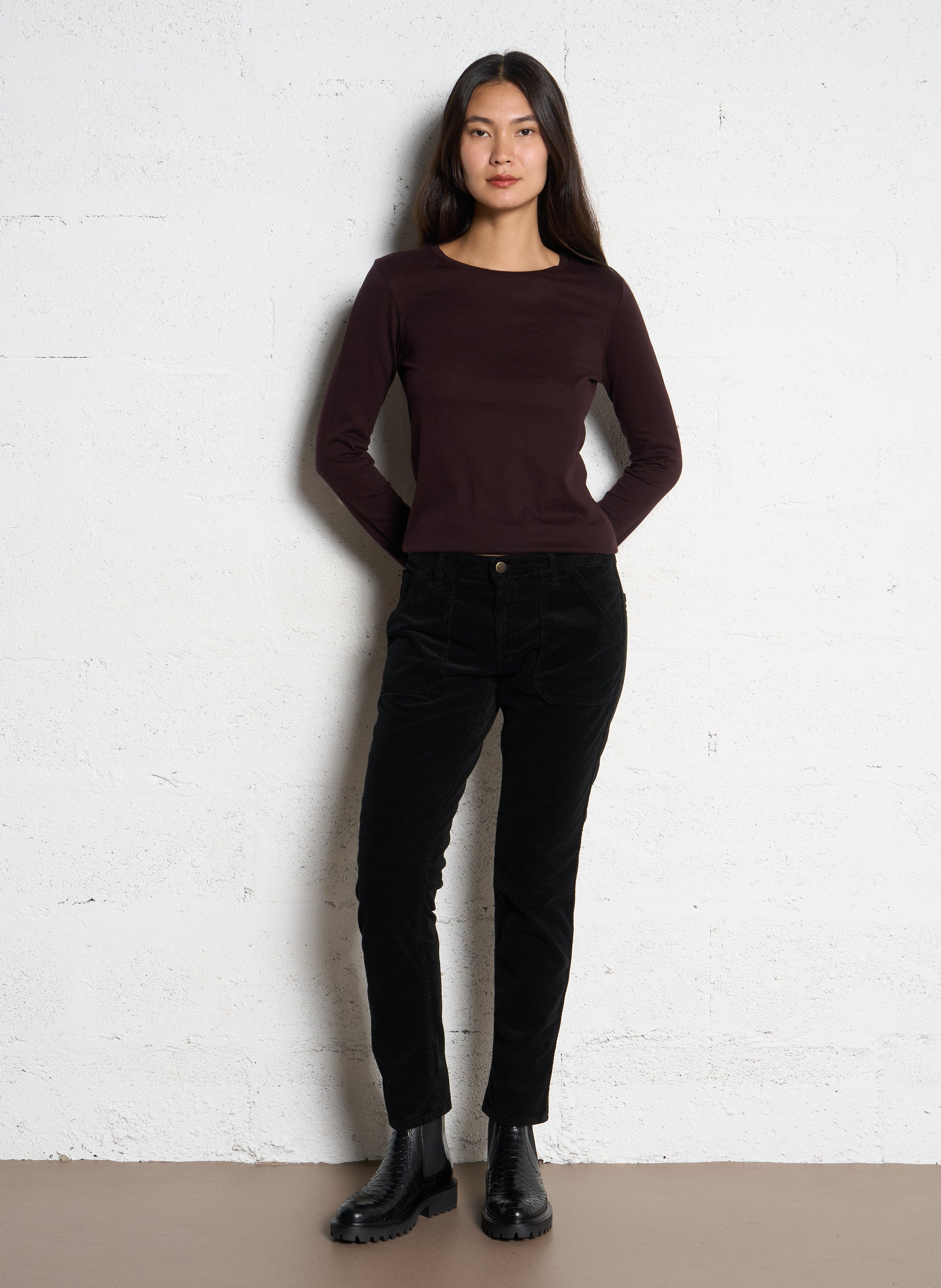 Rechte ribbroek ACQUAVERDE Zwart