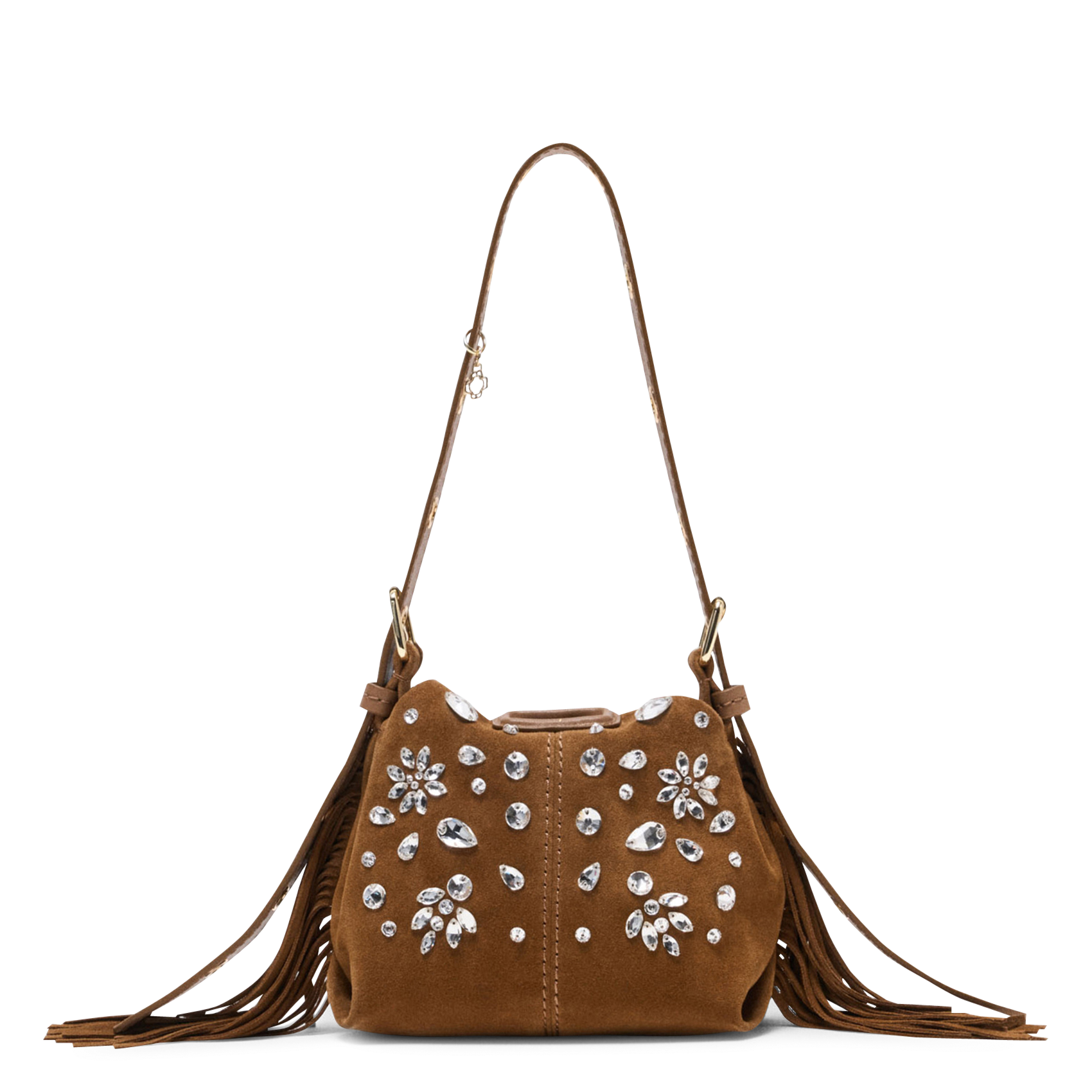 Sac bandoulière en cuir MAJE Marron