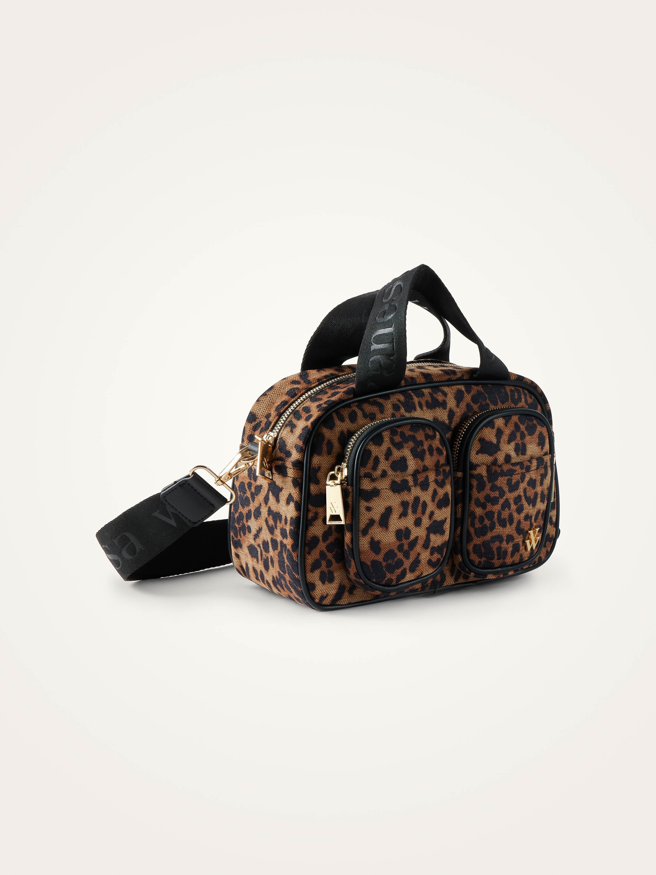 Mini leopard tweed bowling bag VANESSA WU Brown