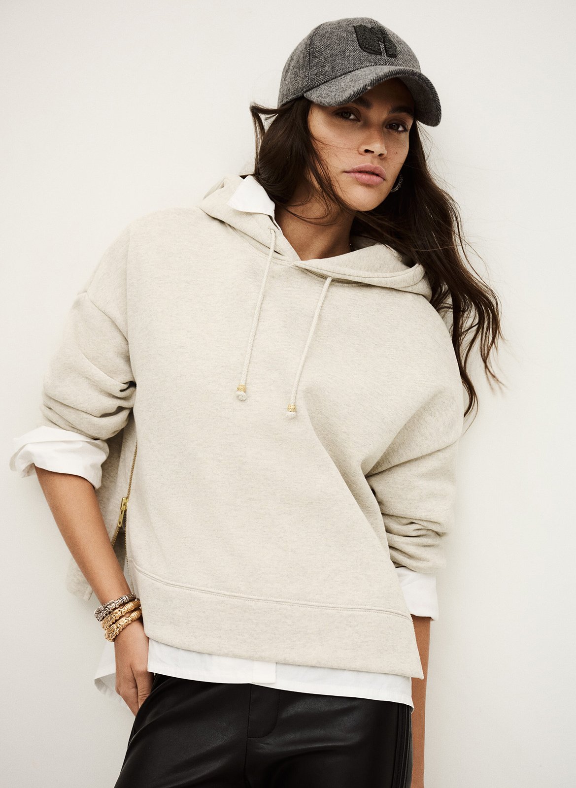 Sweat oversize à capuche en coton mélangé BA&SH