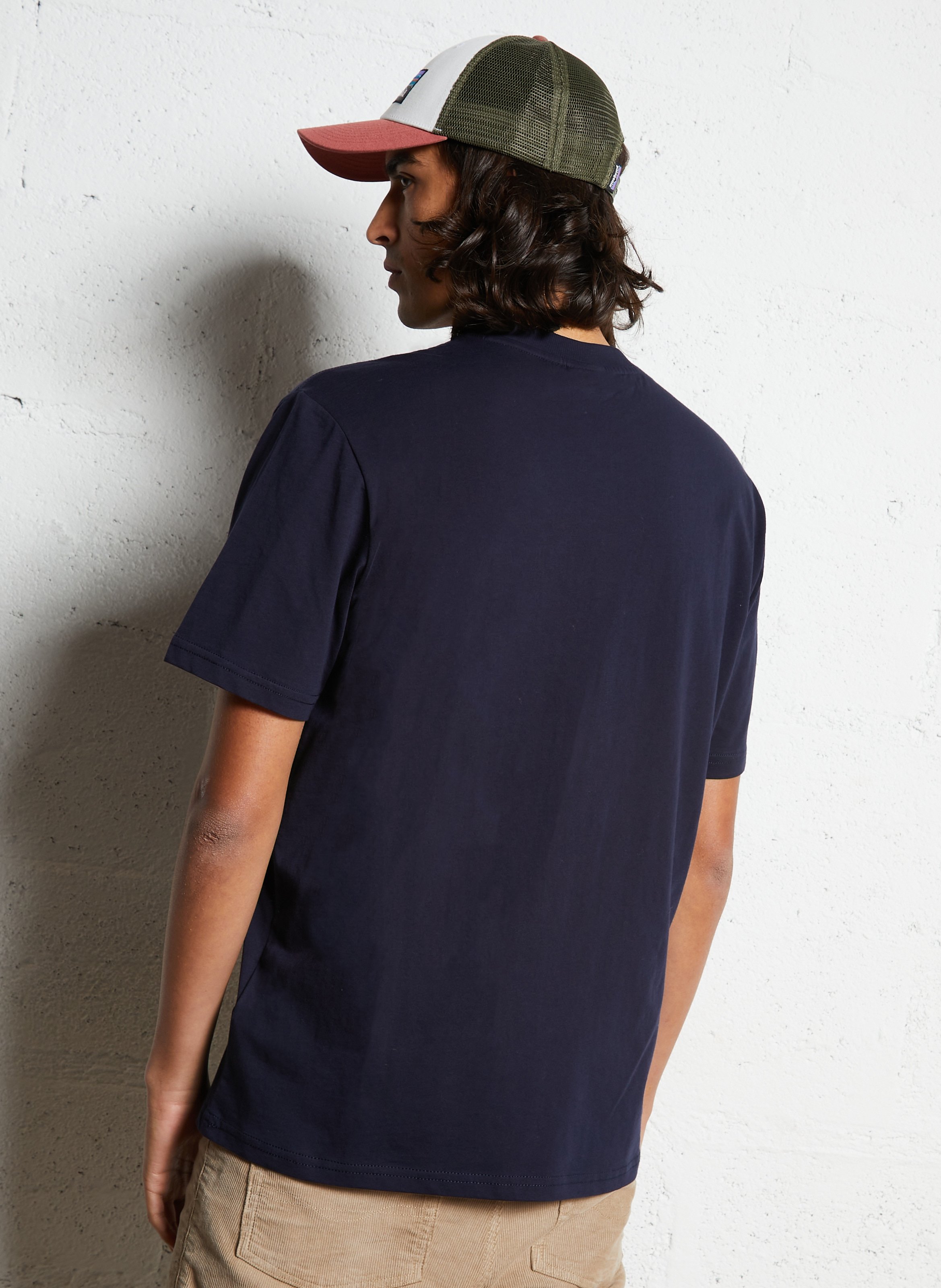 Gerade geschnittenes Rundhals-T-Shirt aus Baumwolle mit Siebdruck NAPAPIJRI Blau