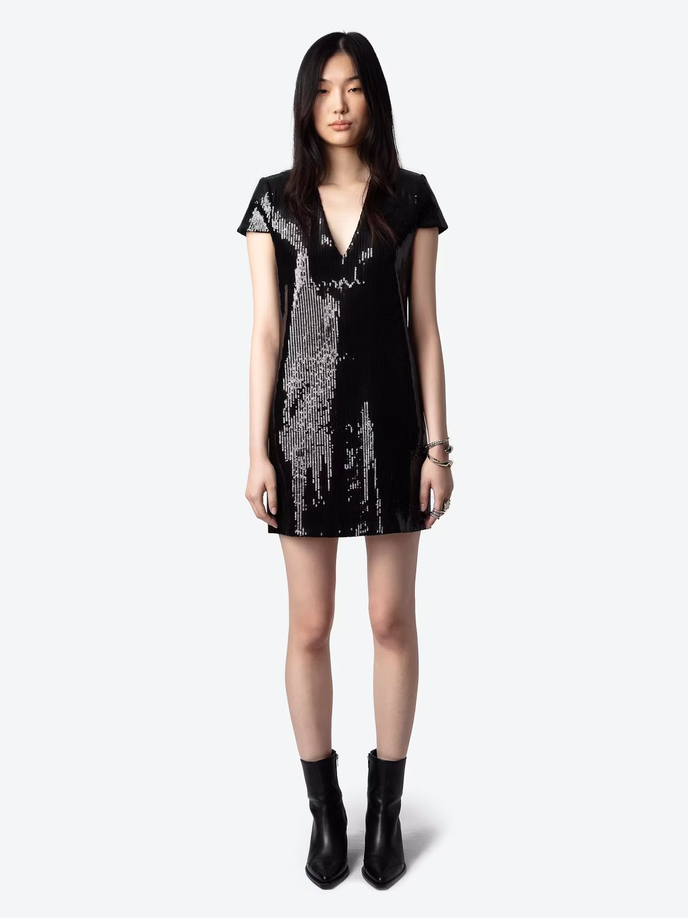 Robe courte à sequins en coton bio mélangé ZADIG&VOLTAIRE Noir
