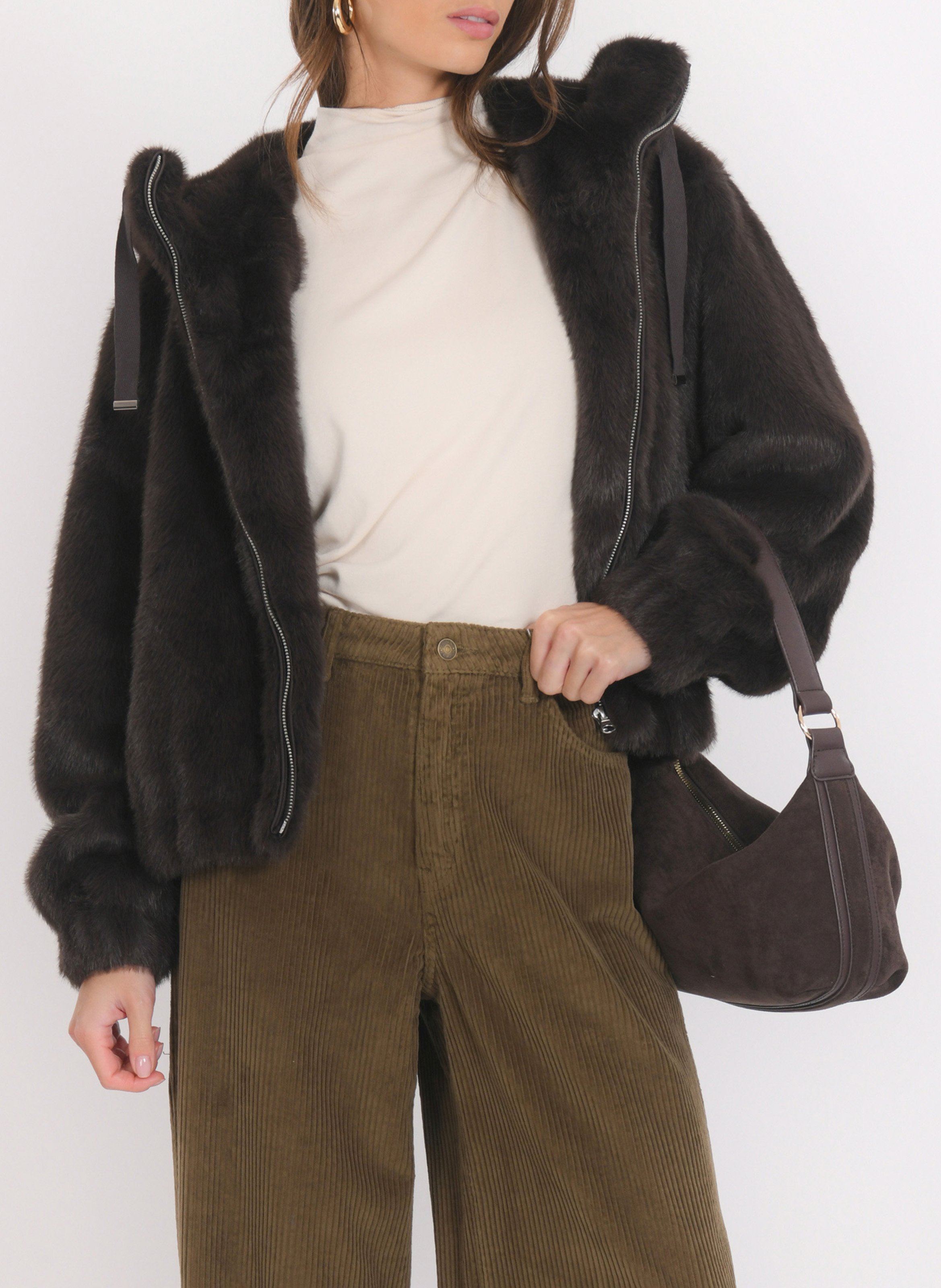 Manteau en fourrure synthétique KOOKAI Marron