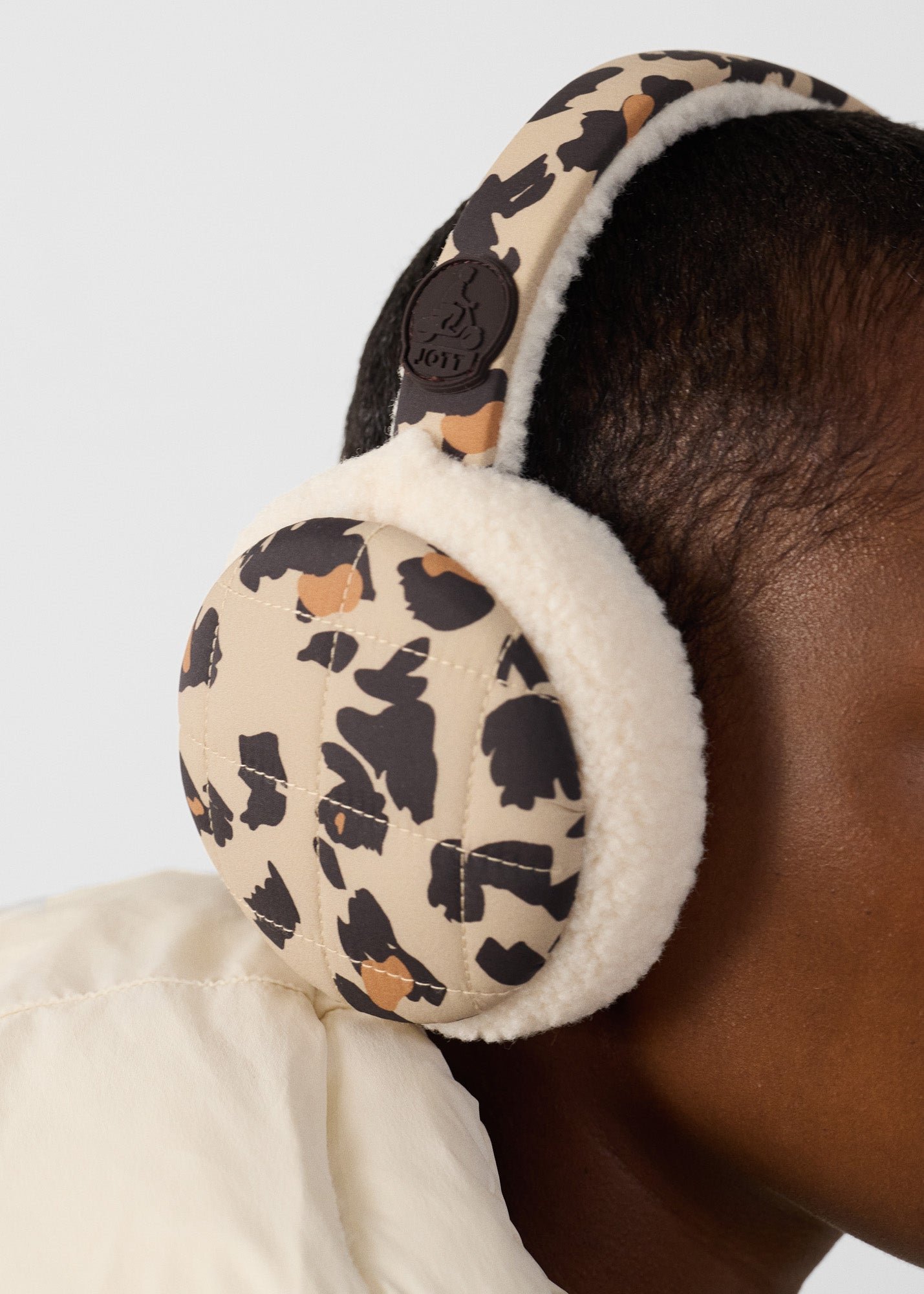 Fuzzy Print Ear Muffs JOTT Brown