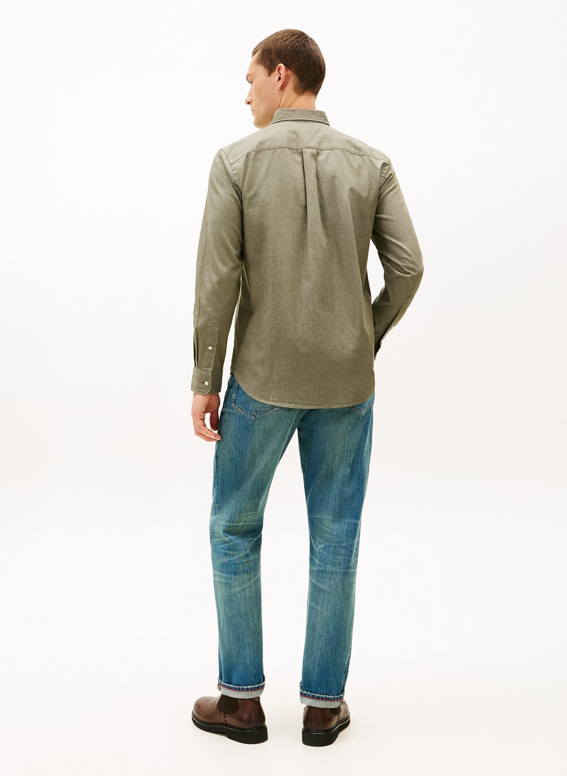 Cotton shirt with classic collar TOMMY HILFIGER Green