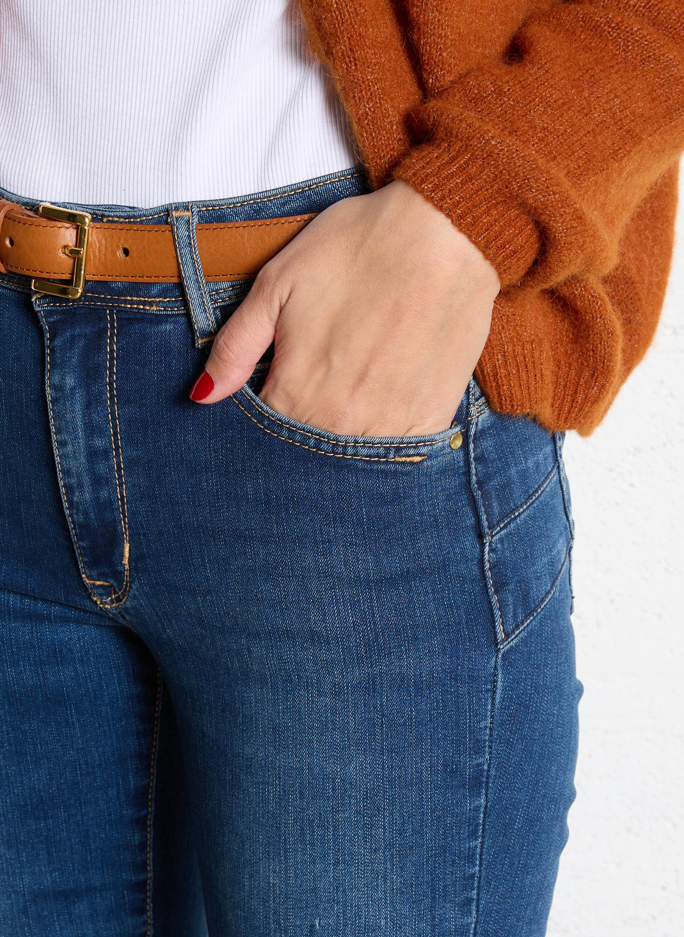 Jean slim taille mi-haute LE TEMPS DES CERISES Bleu