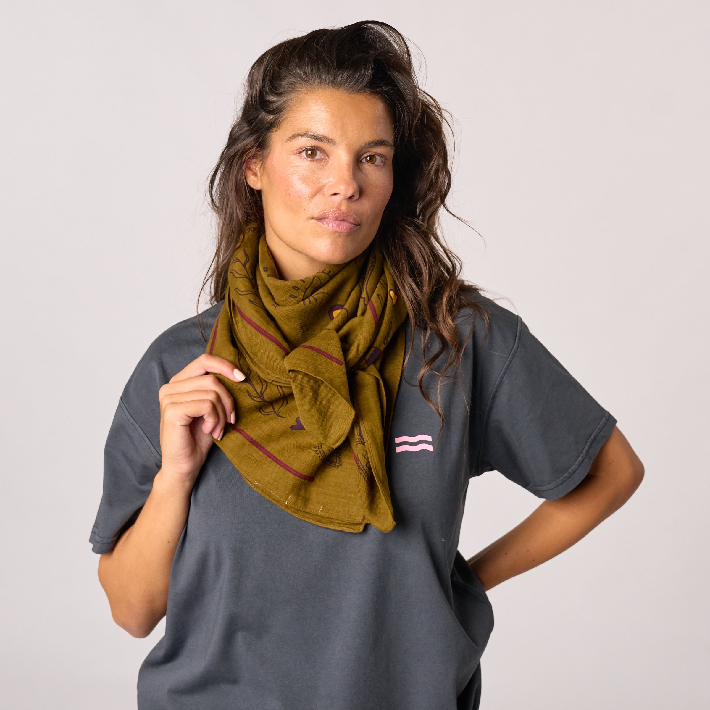 Organic cotton scarf Lise BILLYBELT Khaki