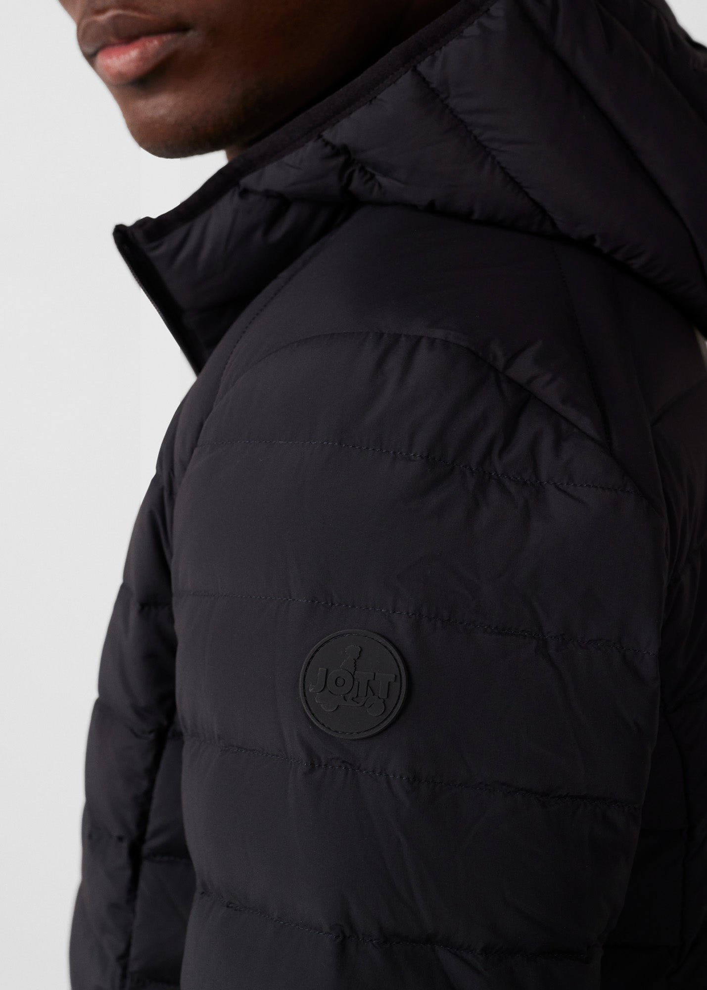 Frantz Stretch Lightweight Hooded Puffer Coat JOTT Black