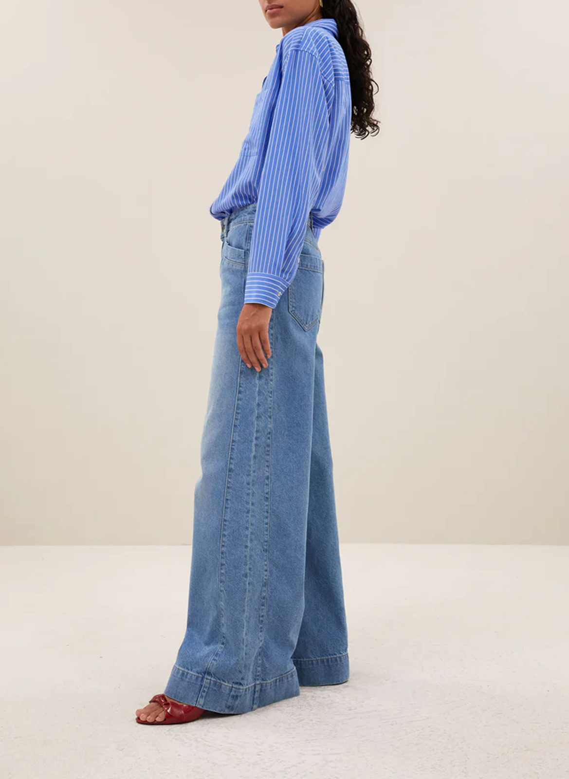 Hoge taille wijde jeans van biologisch katoen BY BAR Blauw