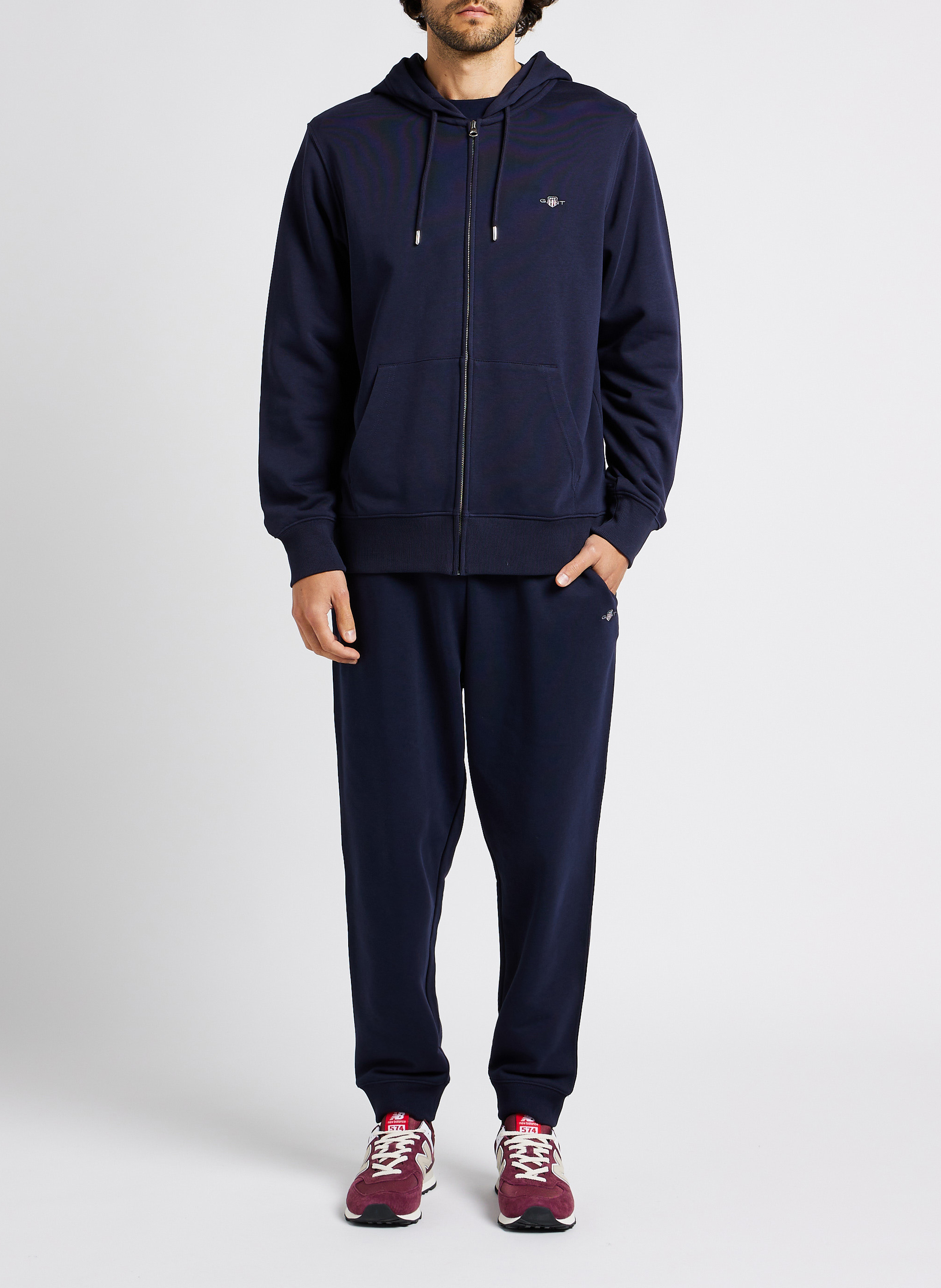 Gerade geschnittenes Sweatshirt aus Baumwoll-Mix mit Reißverschluss und Kapuze GANT Blau