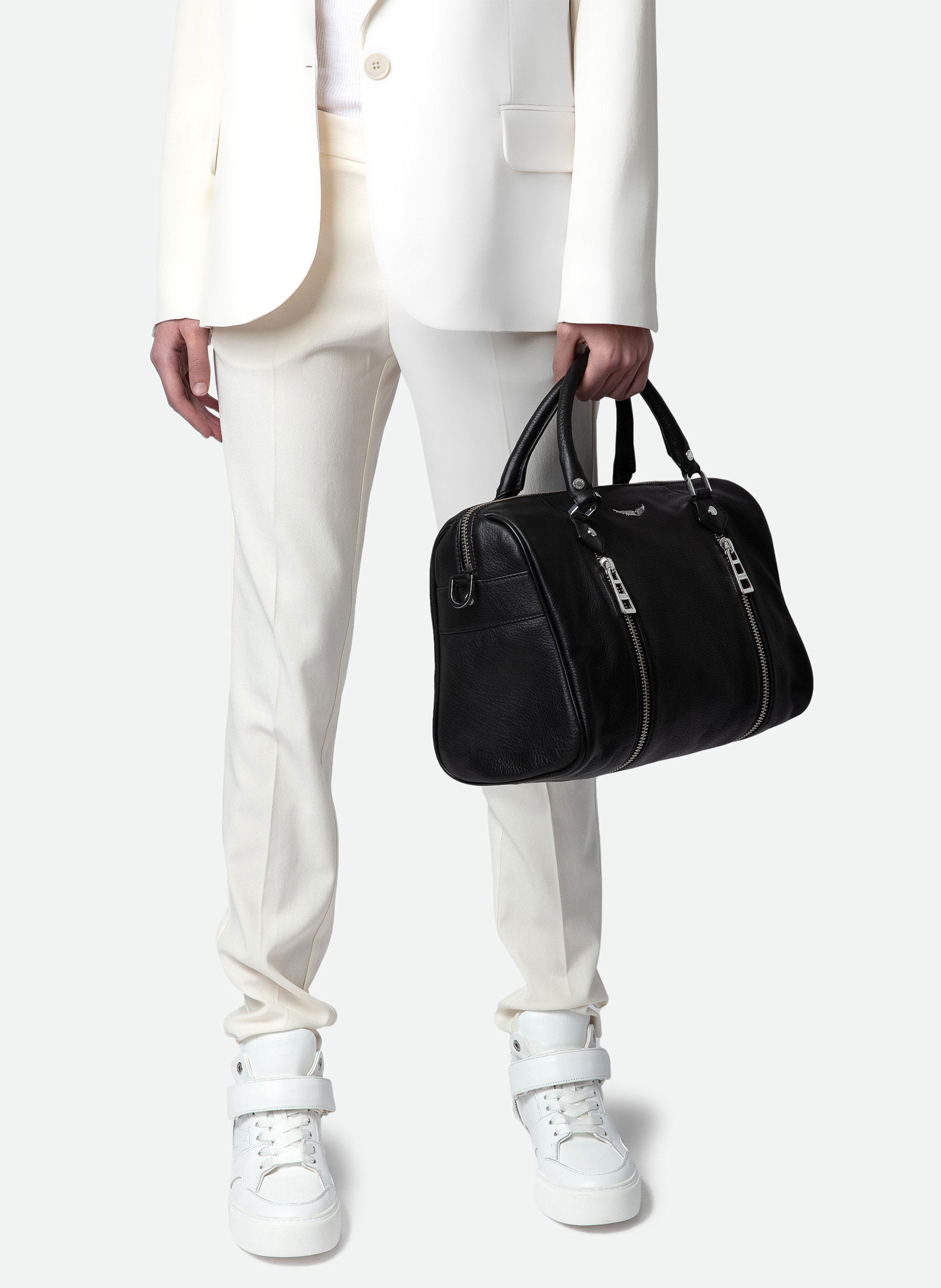 Sac rond zippé en cuir grainé ZADIG&VOLTAIRE Noir