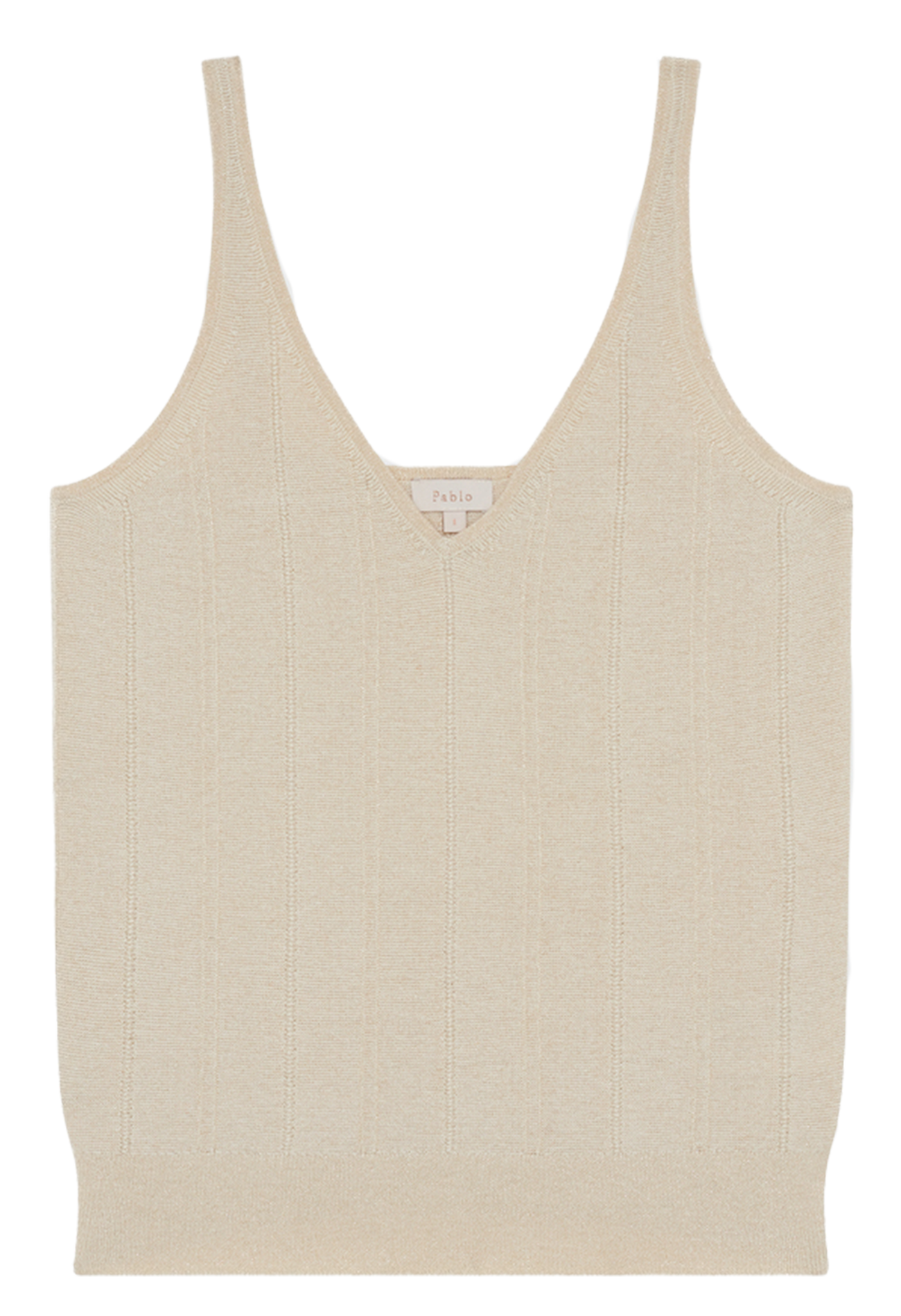 Top droit col V en coton mélangé PABLO Doré