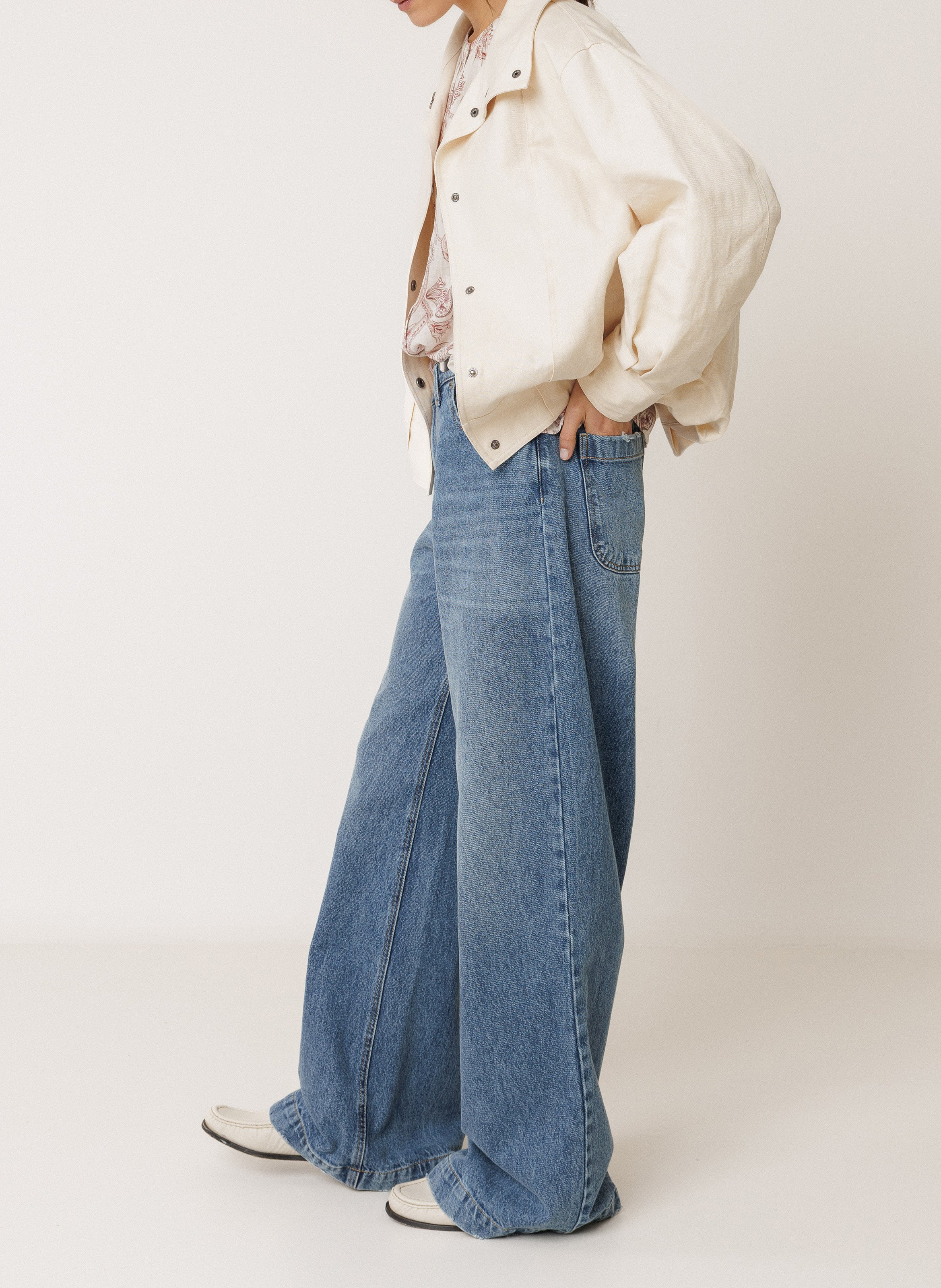 Veste oversize col montant unie INDI & COLD Gris