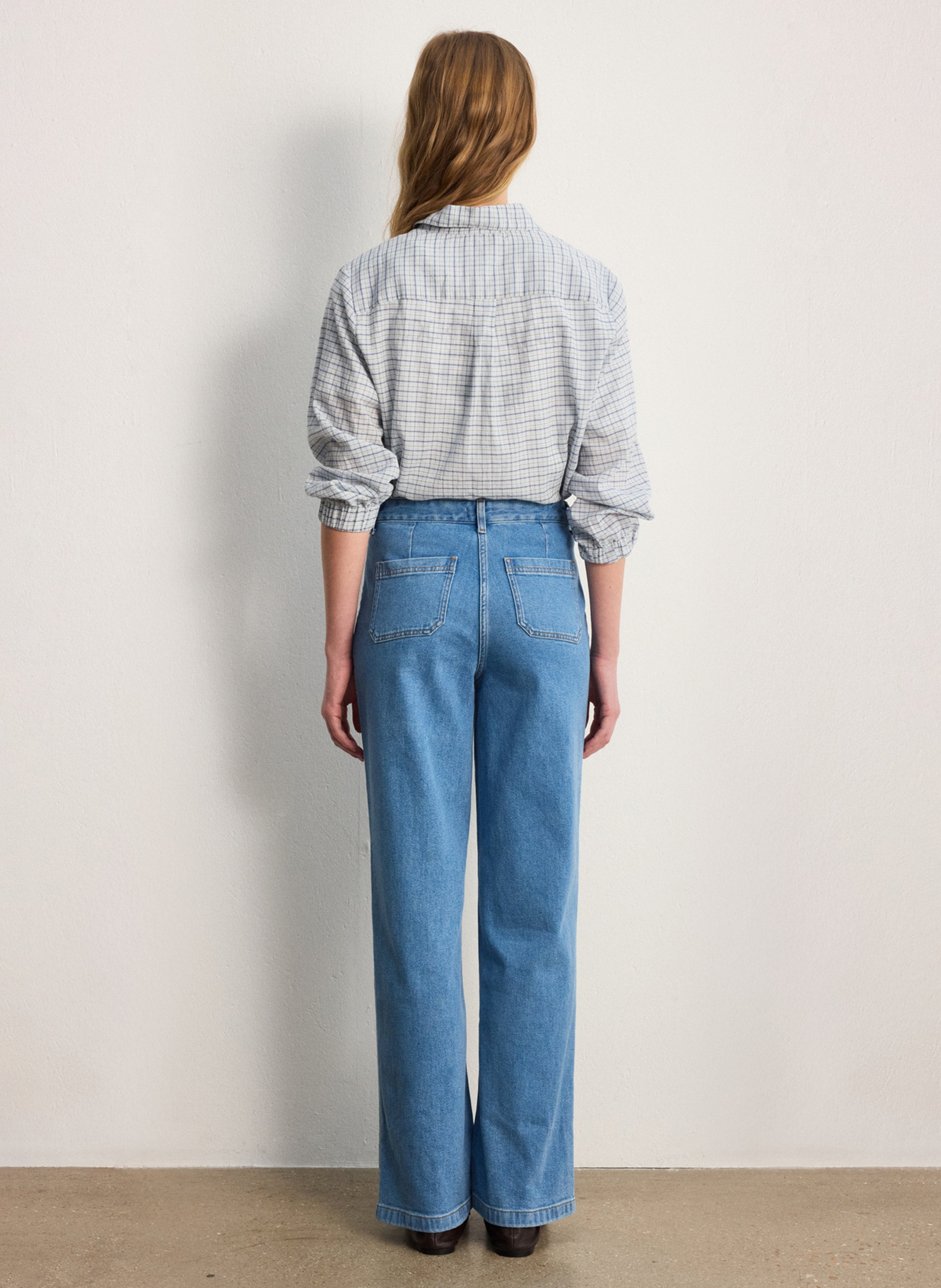 Jean large taille haute en coton mélangé PABLO Bleu