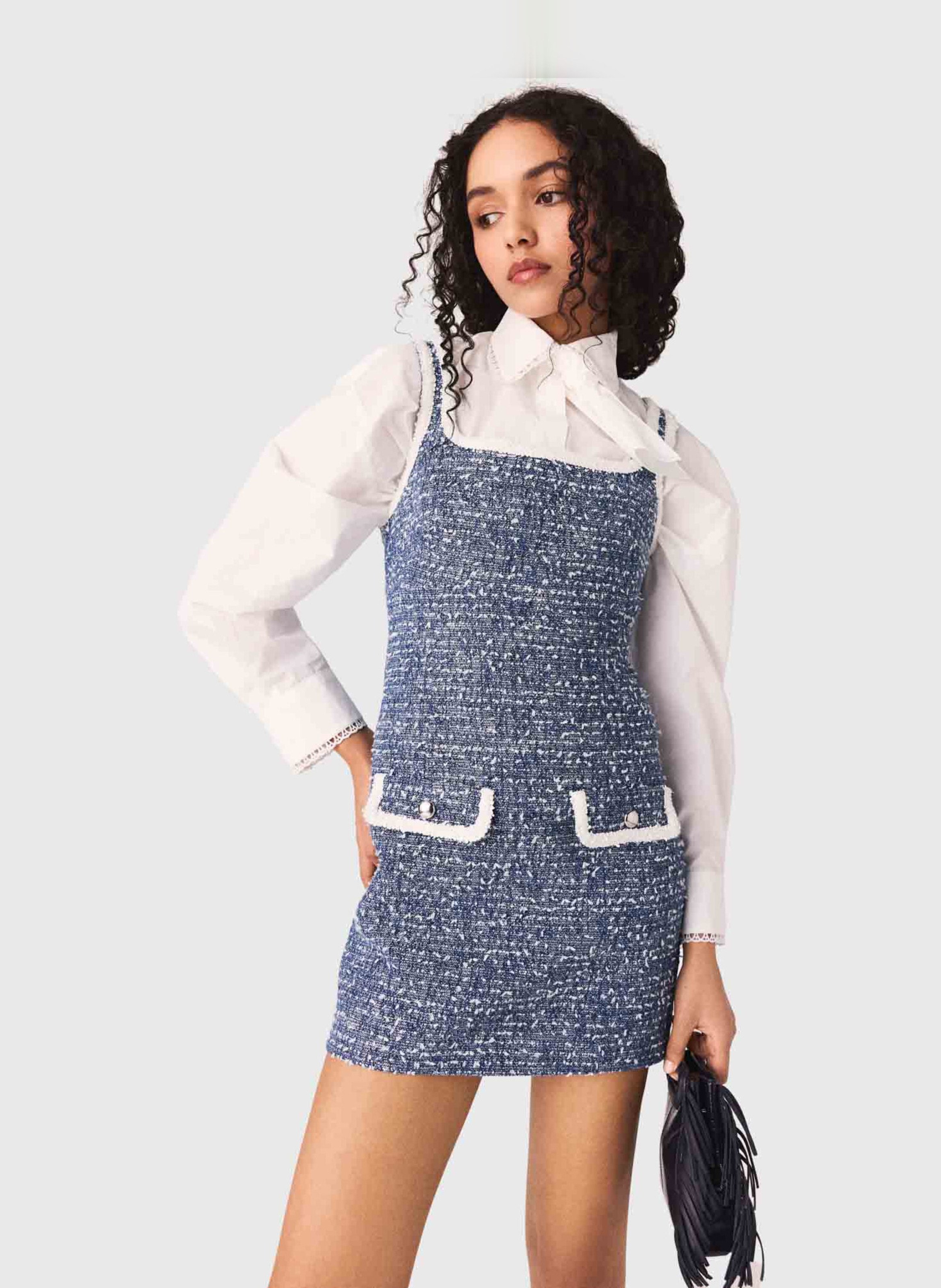 Robe courte ajustée en tweed MAJE Bleu