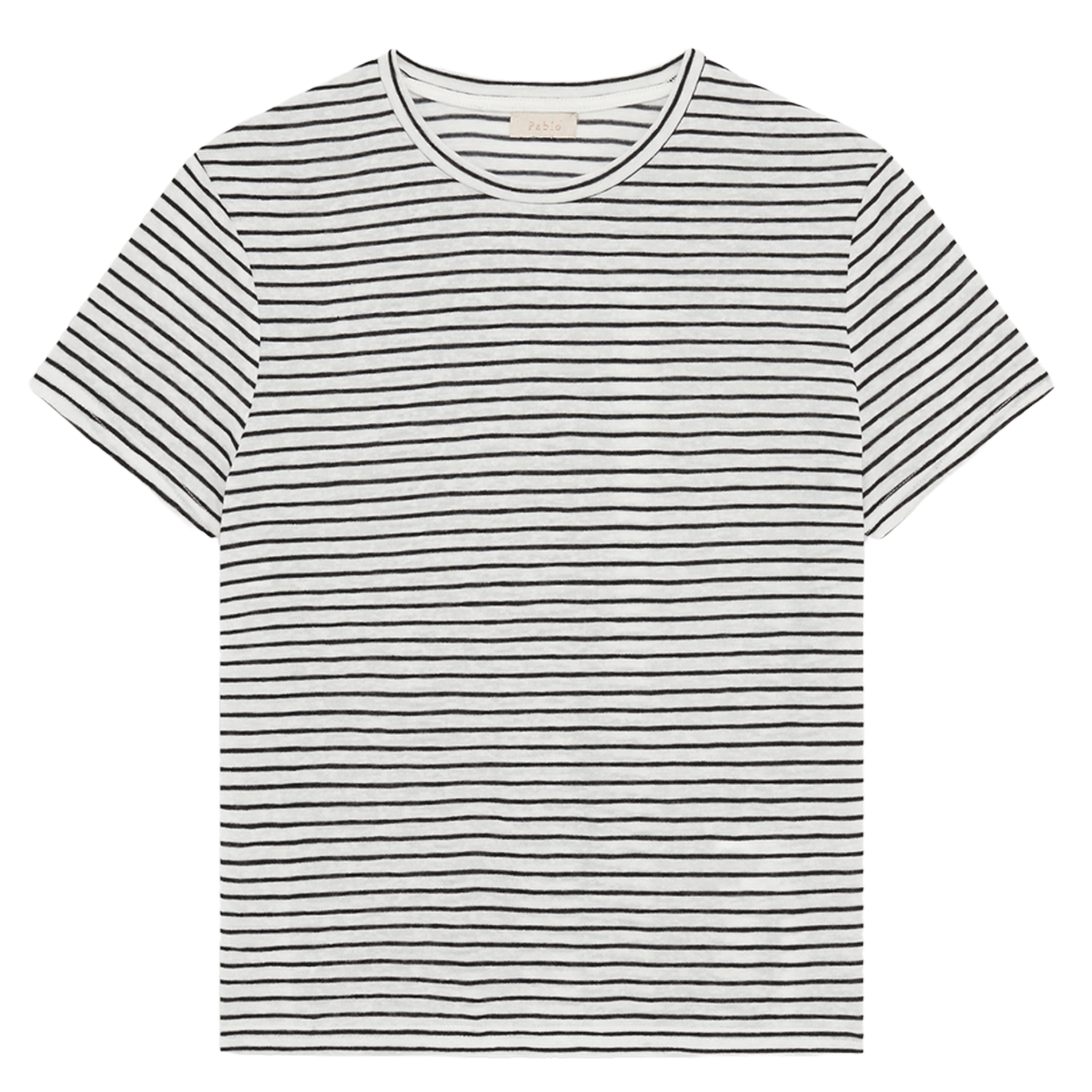 Straight round neck striped T-shirt PABLO White