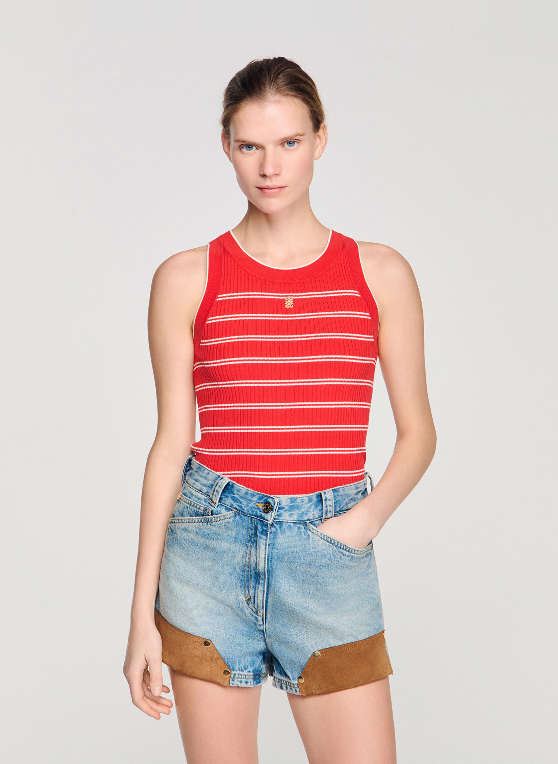 Gestreepte trui SANDRO Rood