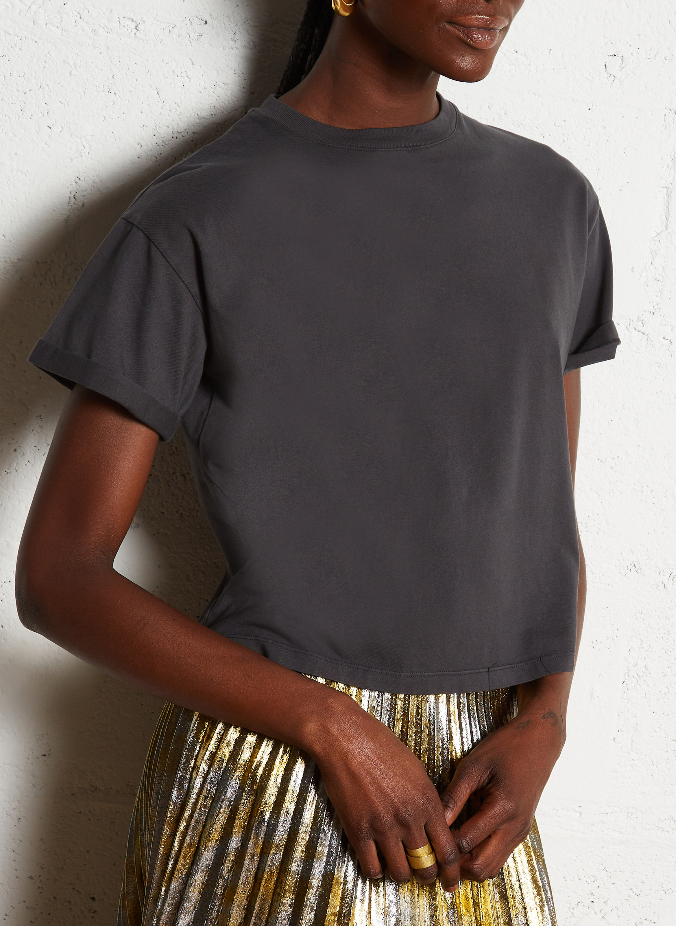 Tee-shirt col rond en coton BA&SH Noir