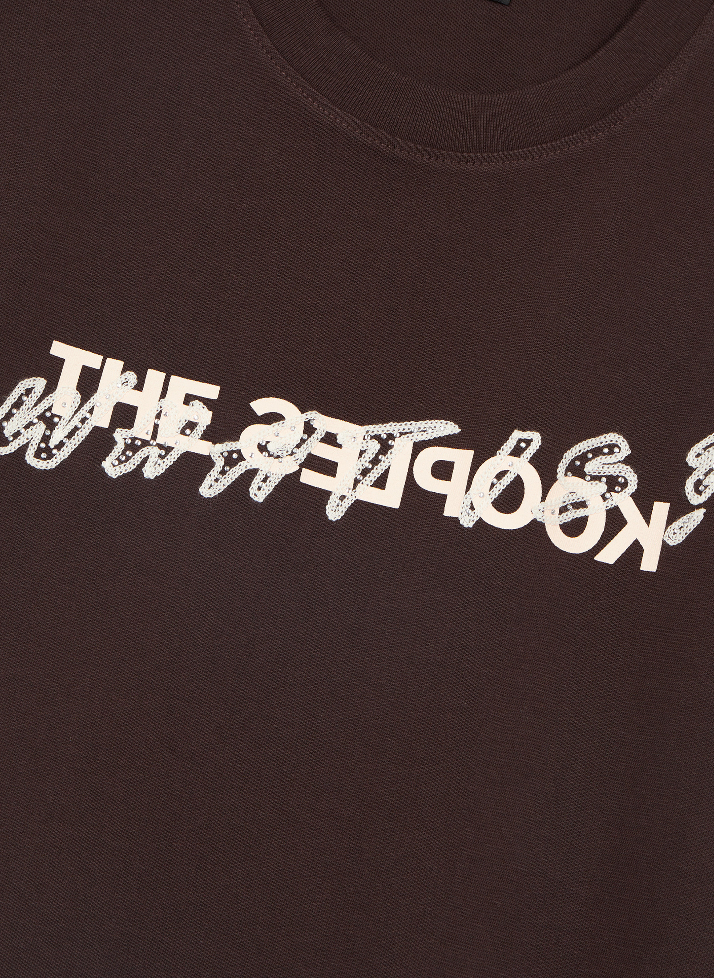 T-shirt with rhinestones THE KOOPLES Brown
