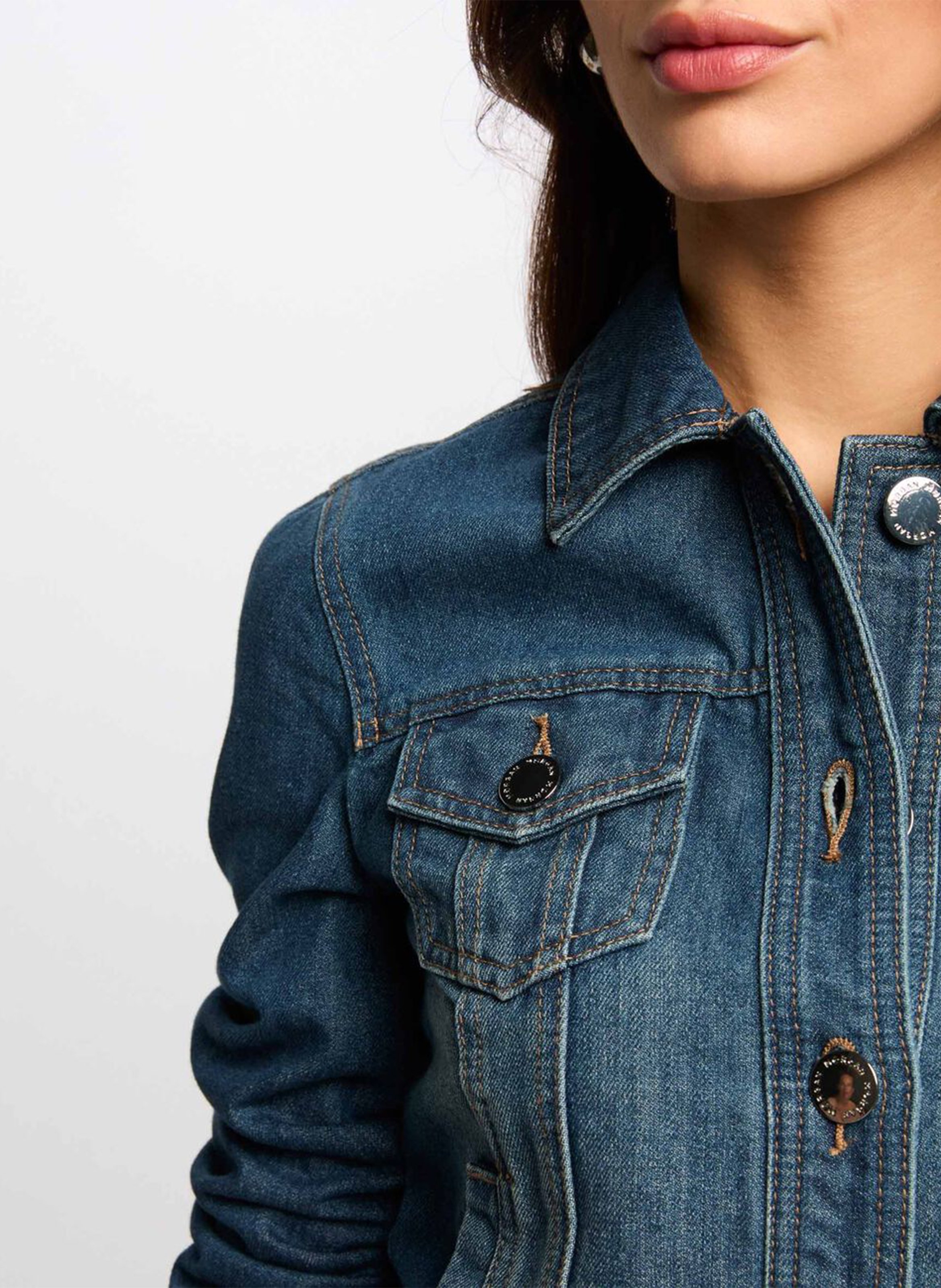 Recht jasje met klassieke kraag | katoenblend MORGAN Blauw