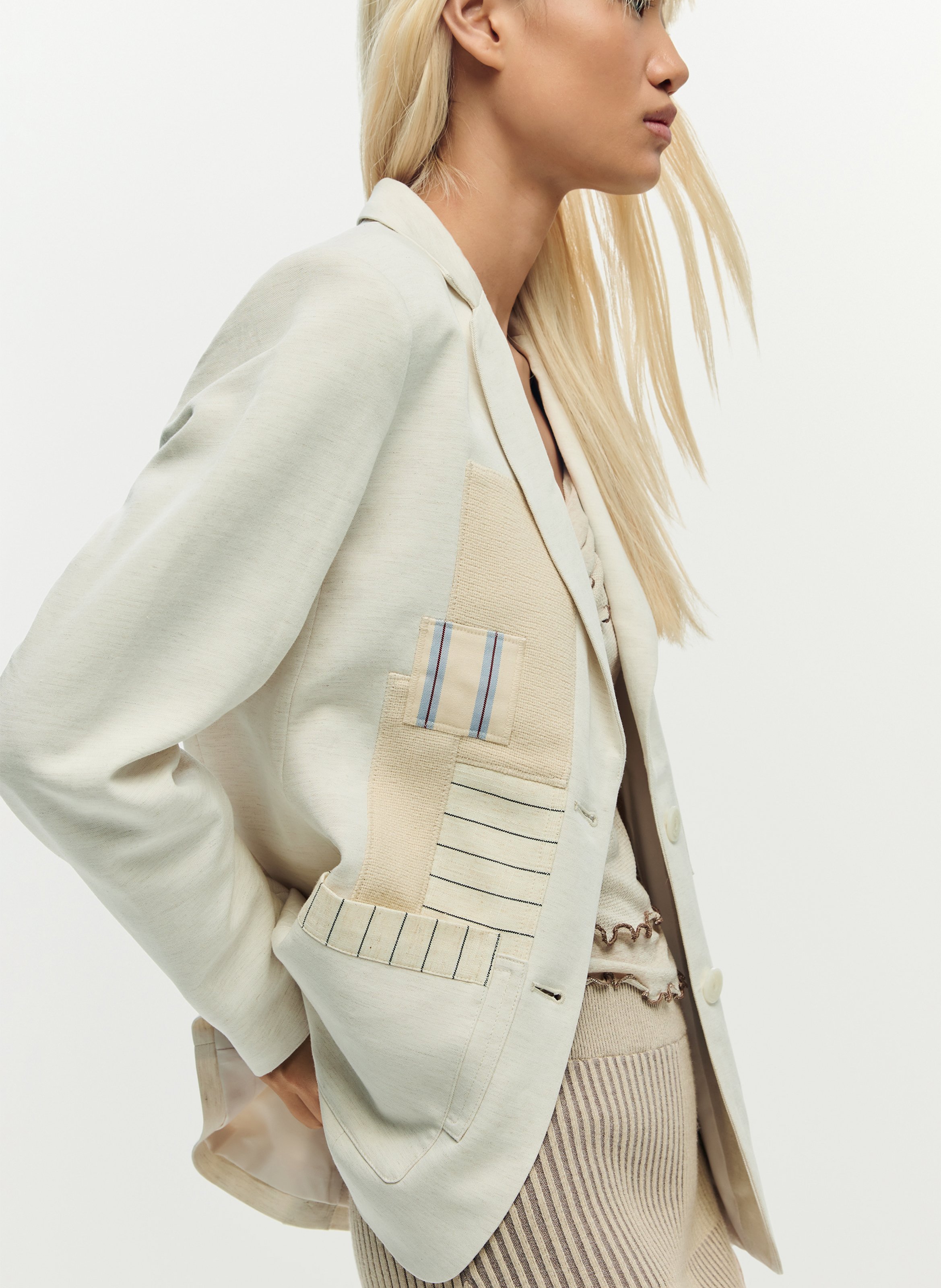 Veste de tailleur patchwork DESIGUAL Blanc