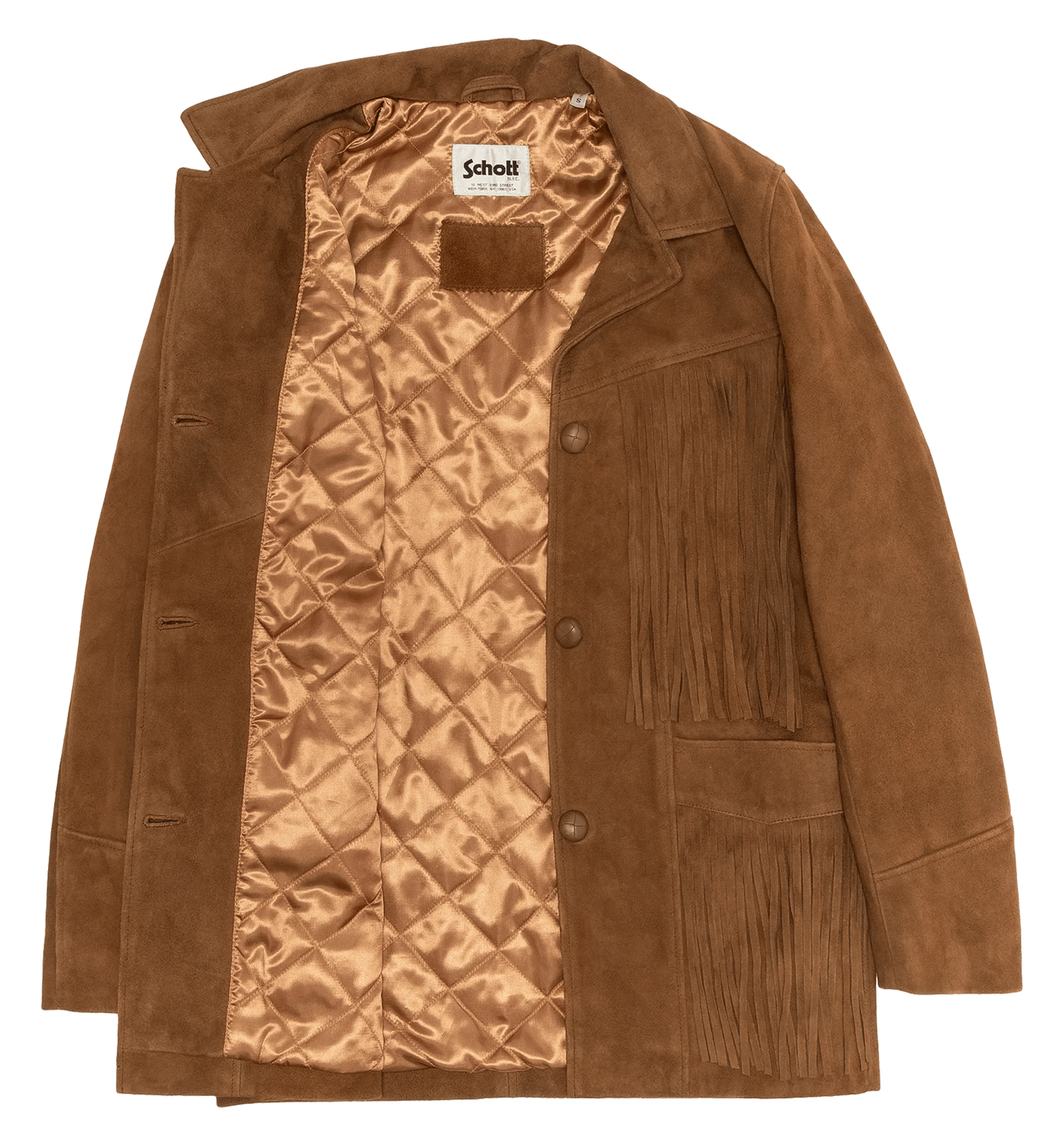 Veste droite à franges en suède SCHOTT Rouge