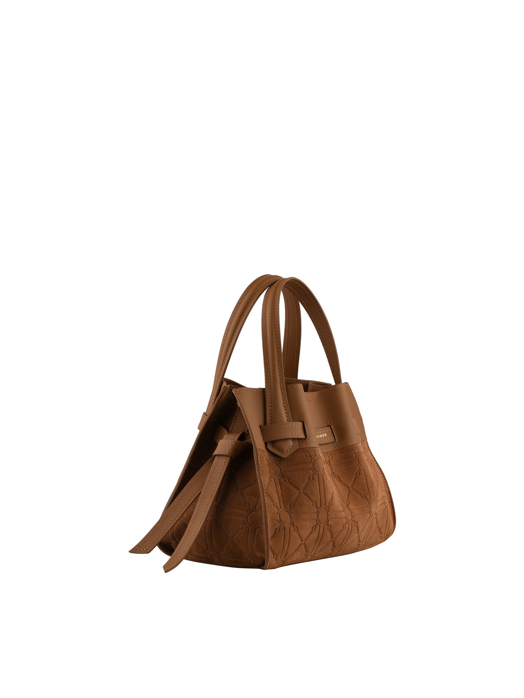 Suede and leather handbag Brown