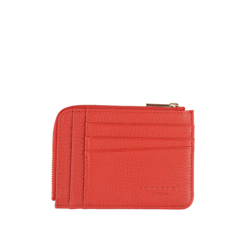 Portefeuille en cuir de vachette POURCHET Rouge