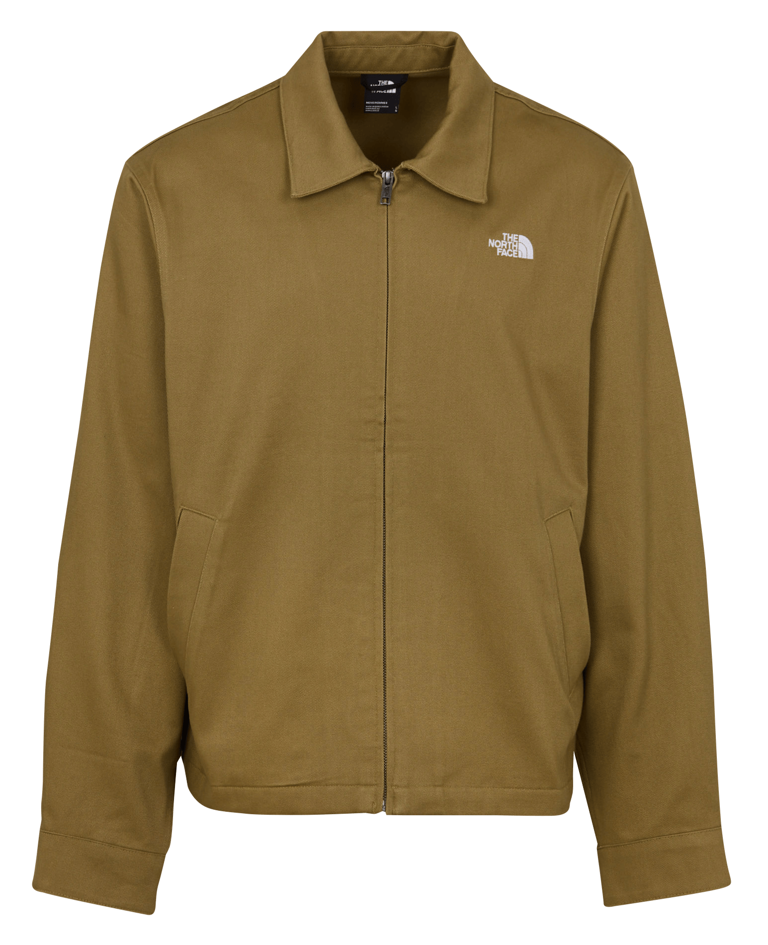 Solid color straight zip-up cotton jacket THE NORTH FACE Brown