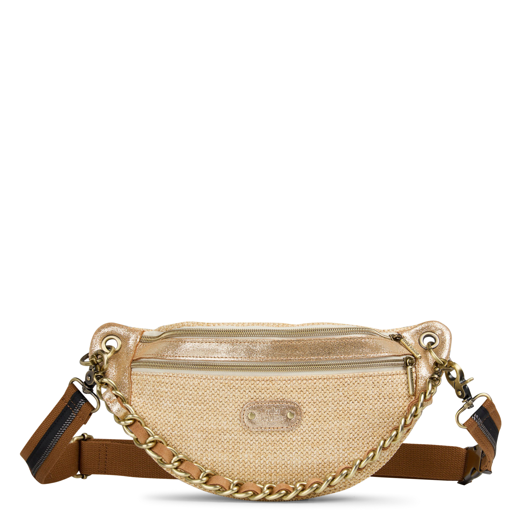 Sac banane en textile tressé MILA LOUISE Beige