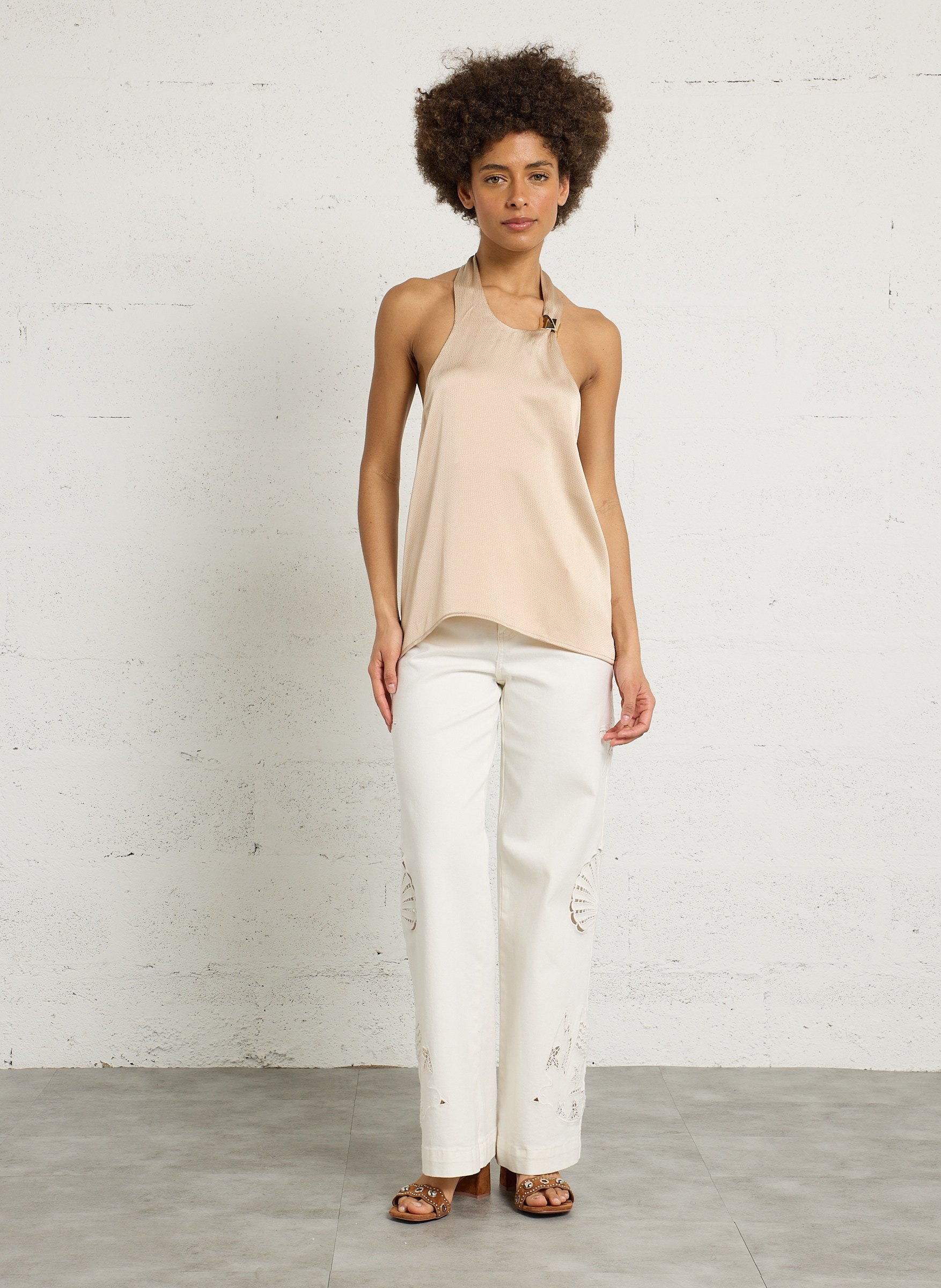 Sandales à talons cloutées en daim BIBI LOU Marron