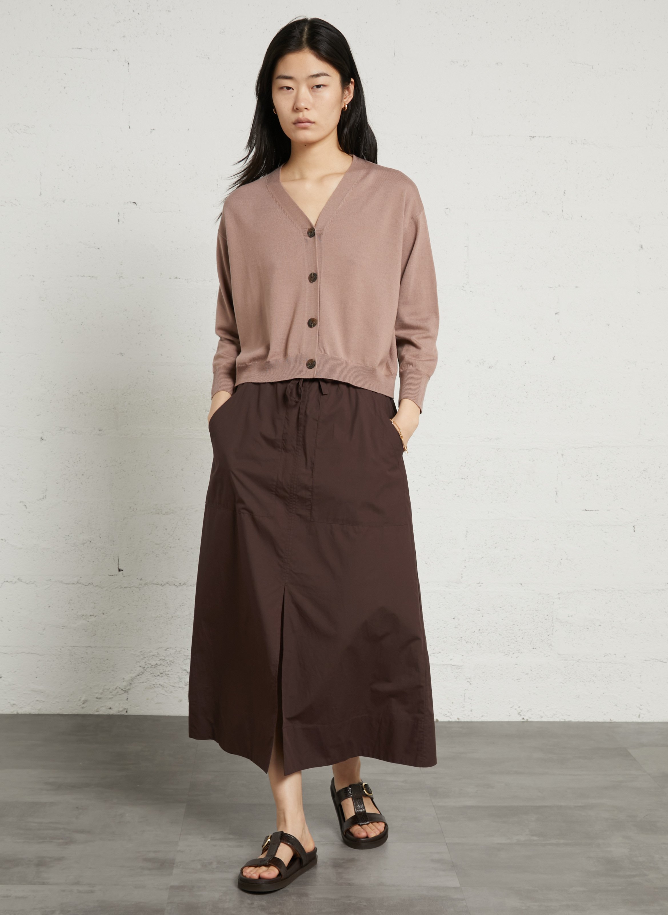 Jupe midi évasée en coton bio SOEUR Violet