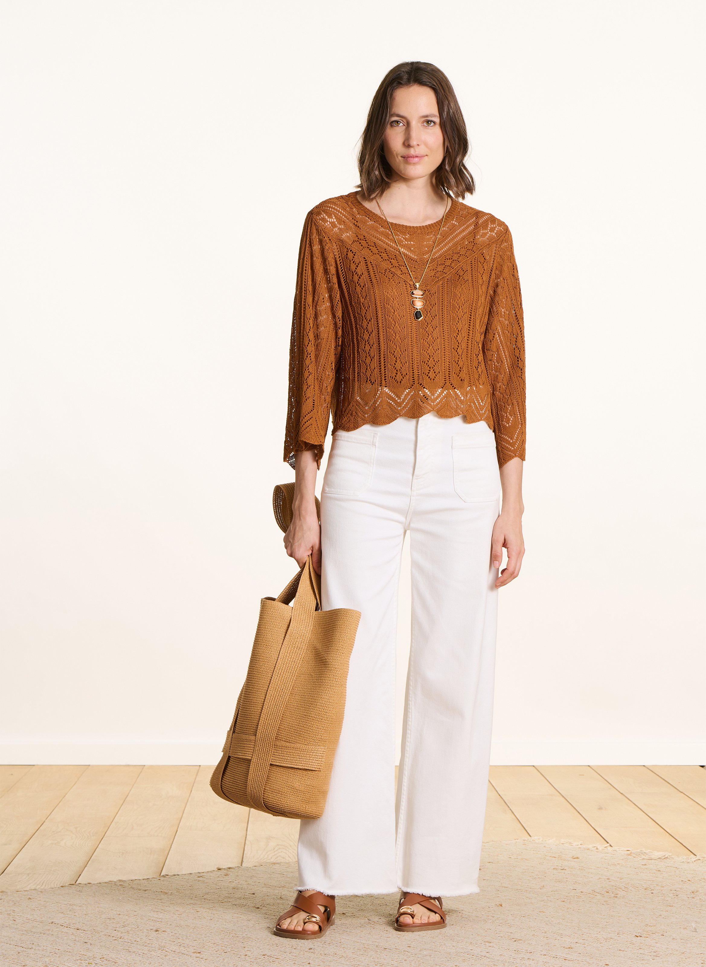 Oversized boat-neck sweater  LA FEE MARABOUTEE Brown