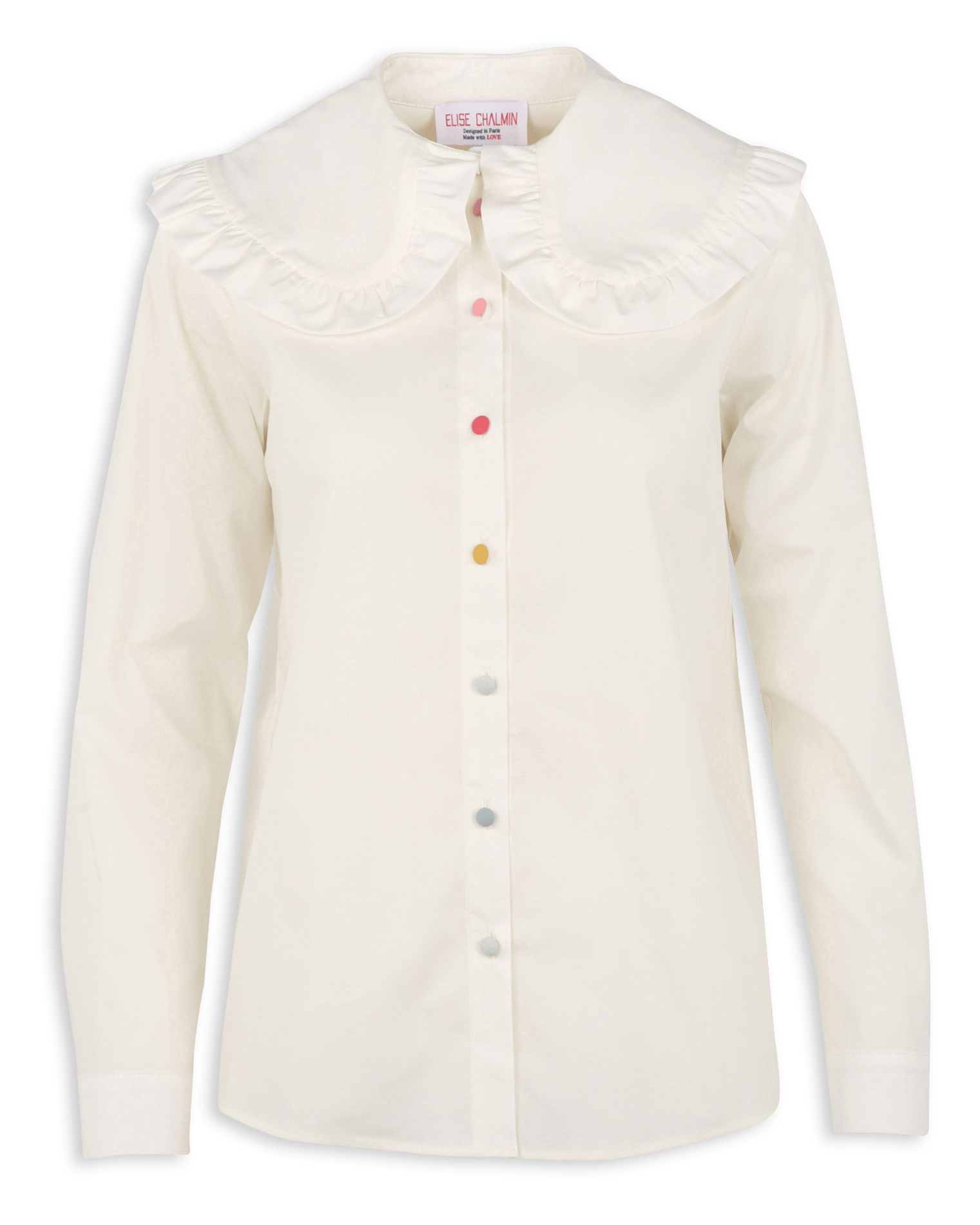 Cotton-blend shirt with Peter Pan collar ELISE CHALMIN White