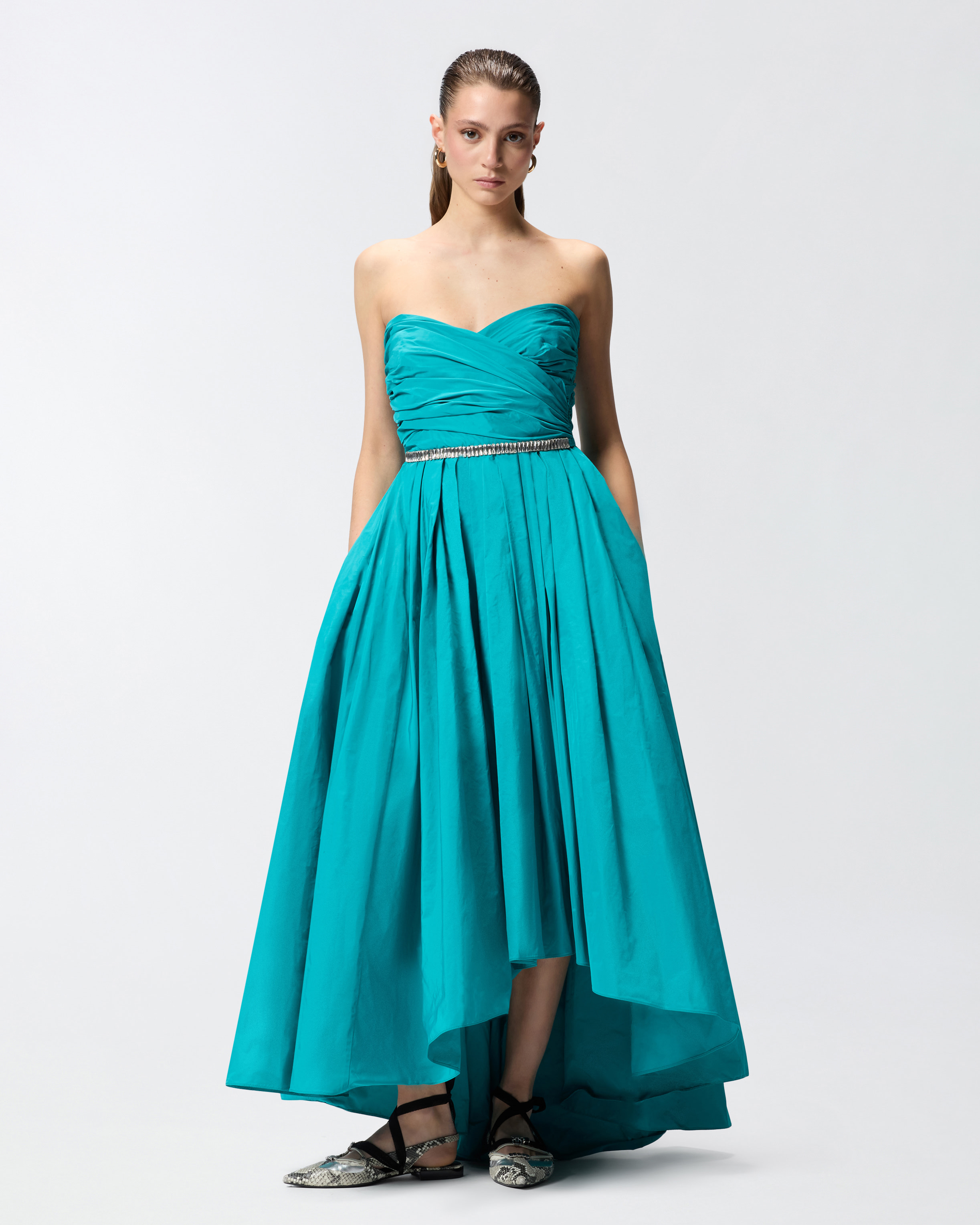 Élégante robe longue avec fine ceinture bijou PINKO Vert