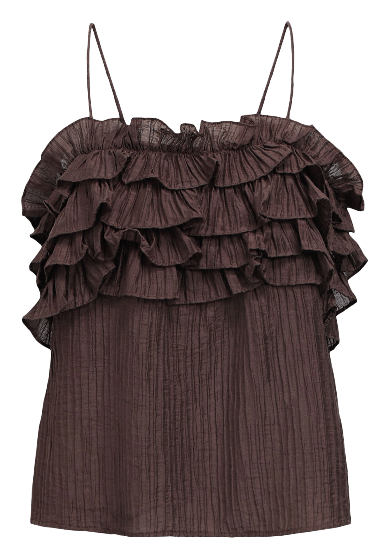 Gerade geschnittenes Top mit Rüschen OBJECT Braun