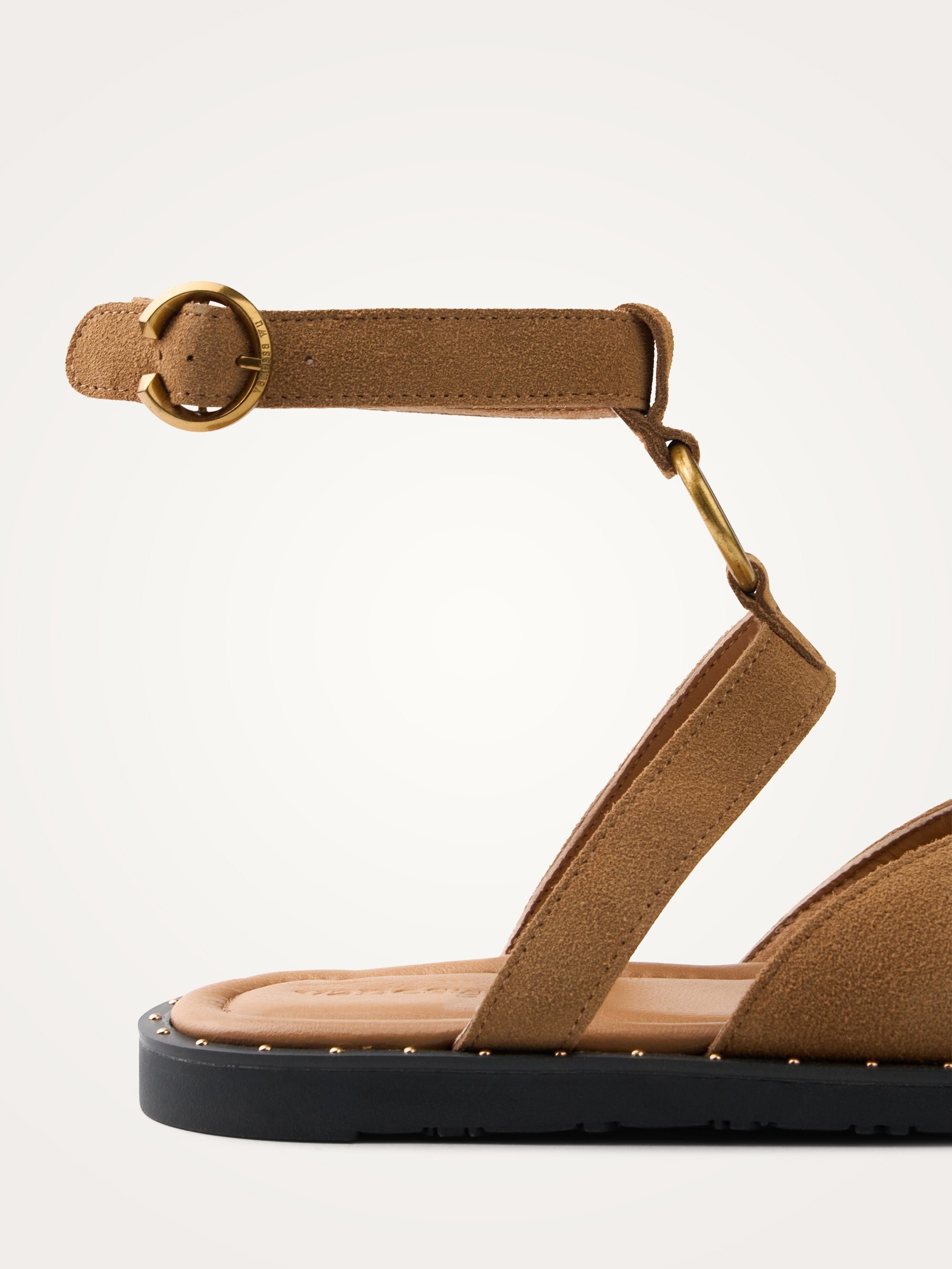 Flat suede sandals with strap VANESSA WU Brown