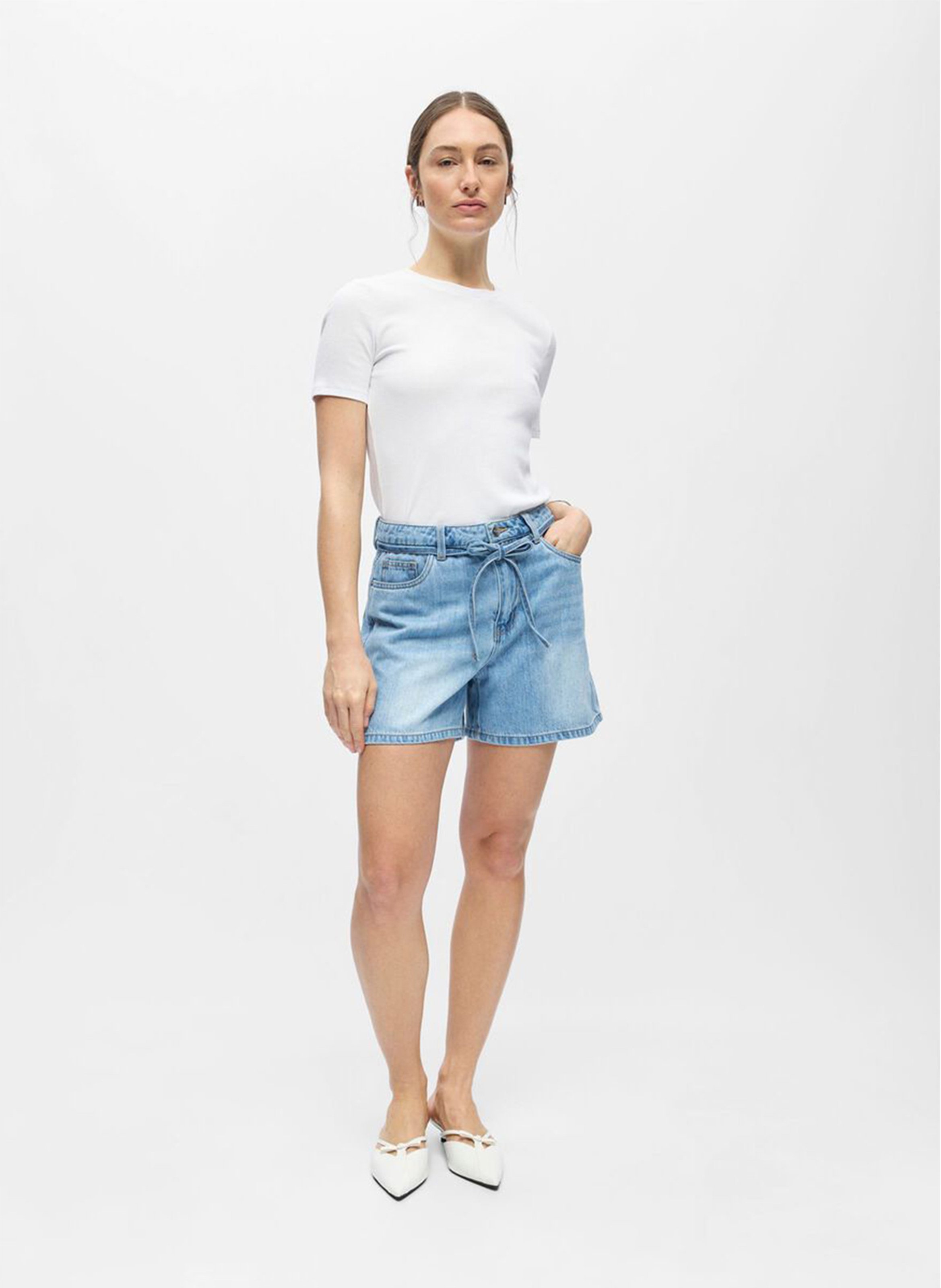 Short droit à ceinture fine OBJECT Bleu