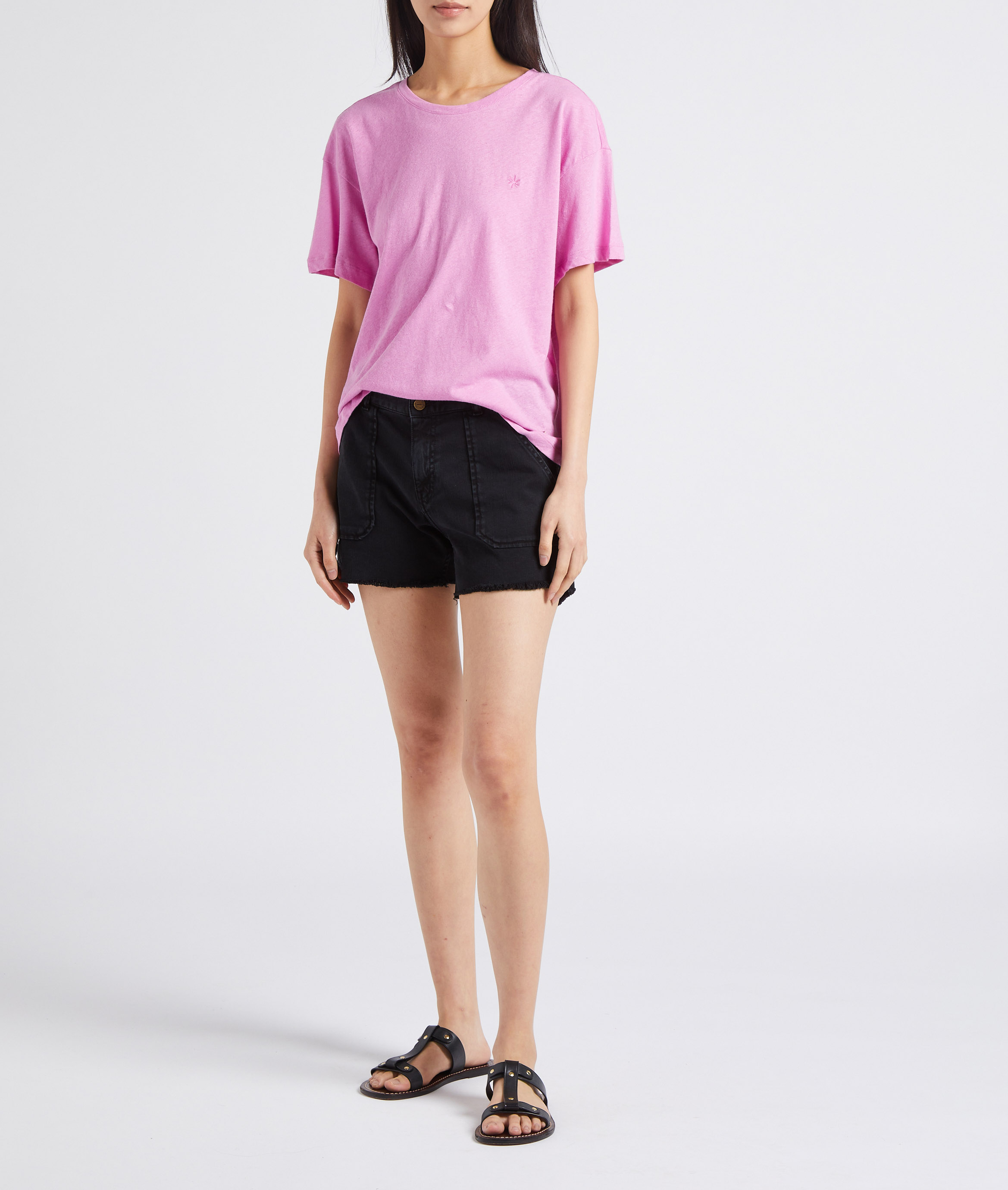 Short droit en denim stretch  ACQUAVERDE Noir