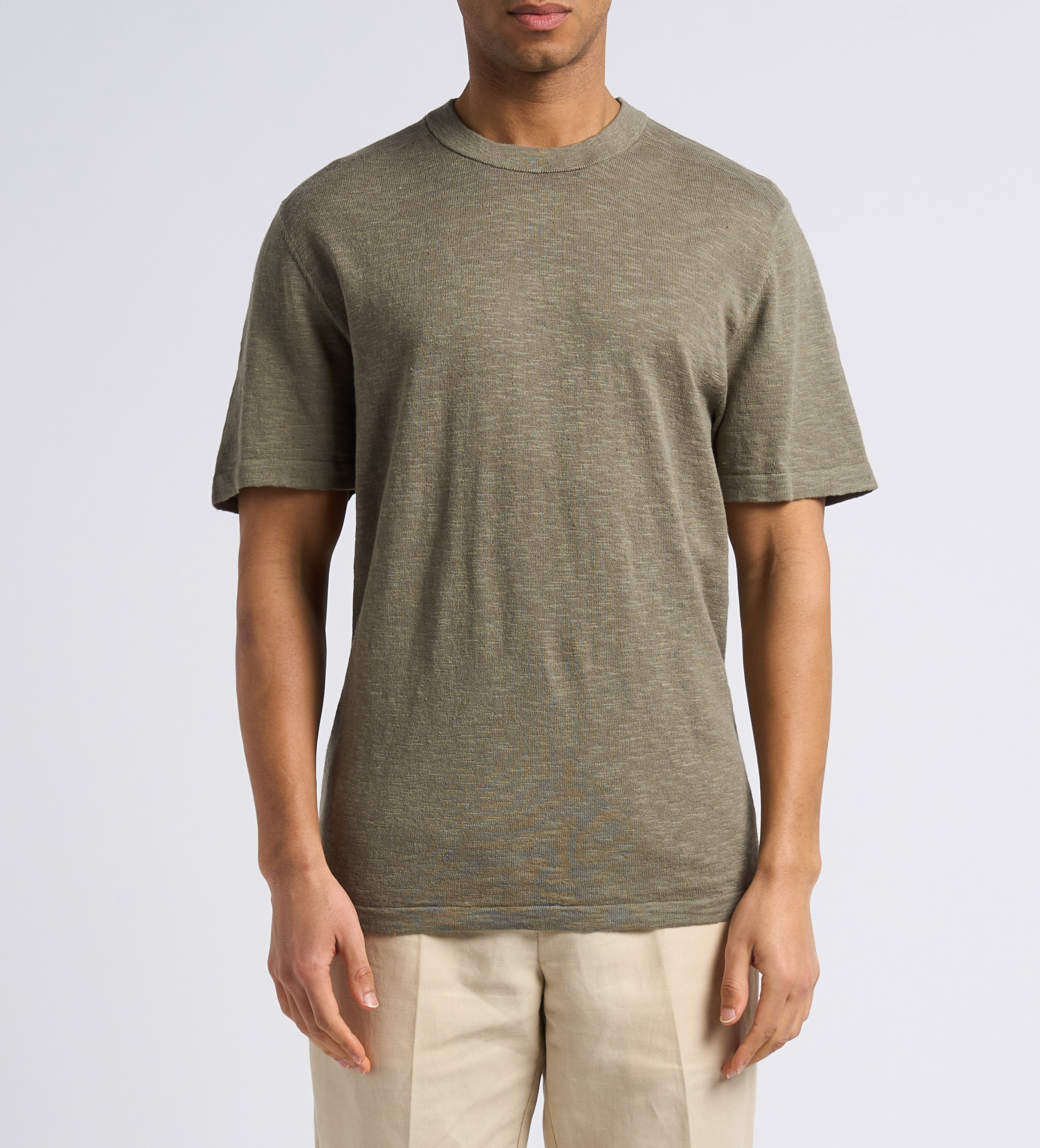 Gerade geschnittenes Rundhals-T-Shirt aus Baumwoll-Mix SELECTED Grau