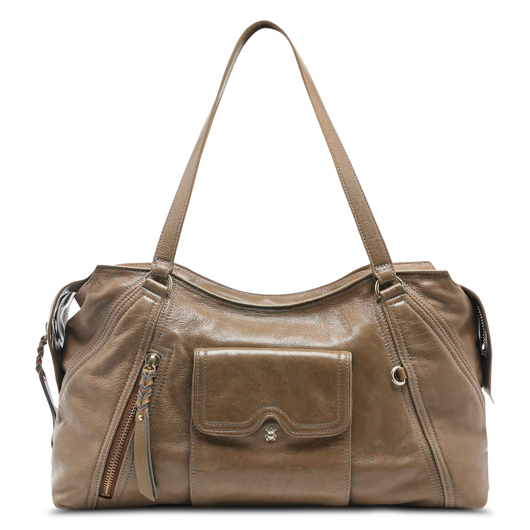 Schultertasche aus Leder CLARIS VIROT Beige