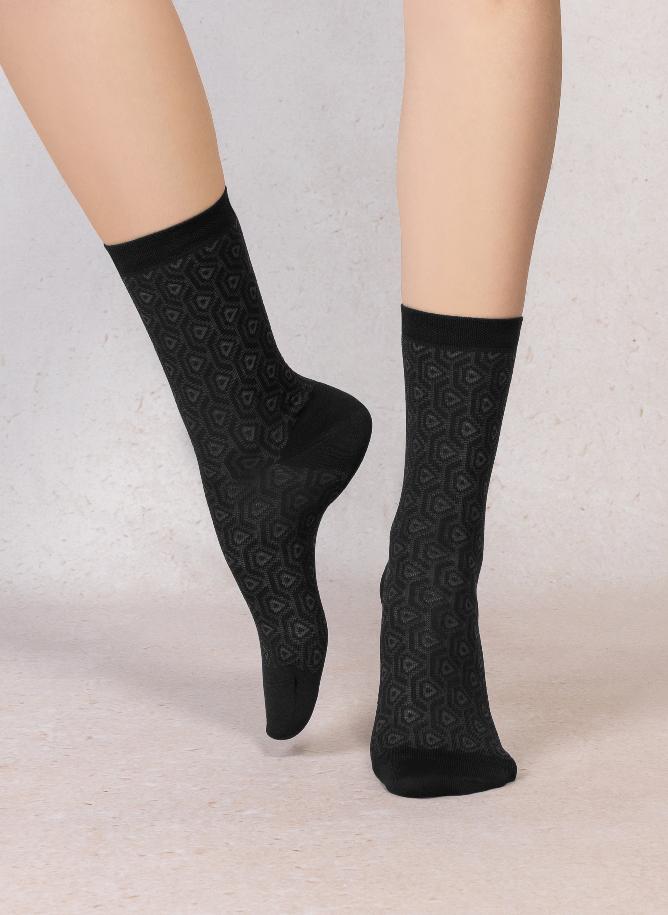 Chaussettes à motif en soie mélangée BLEUFORET Noir
