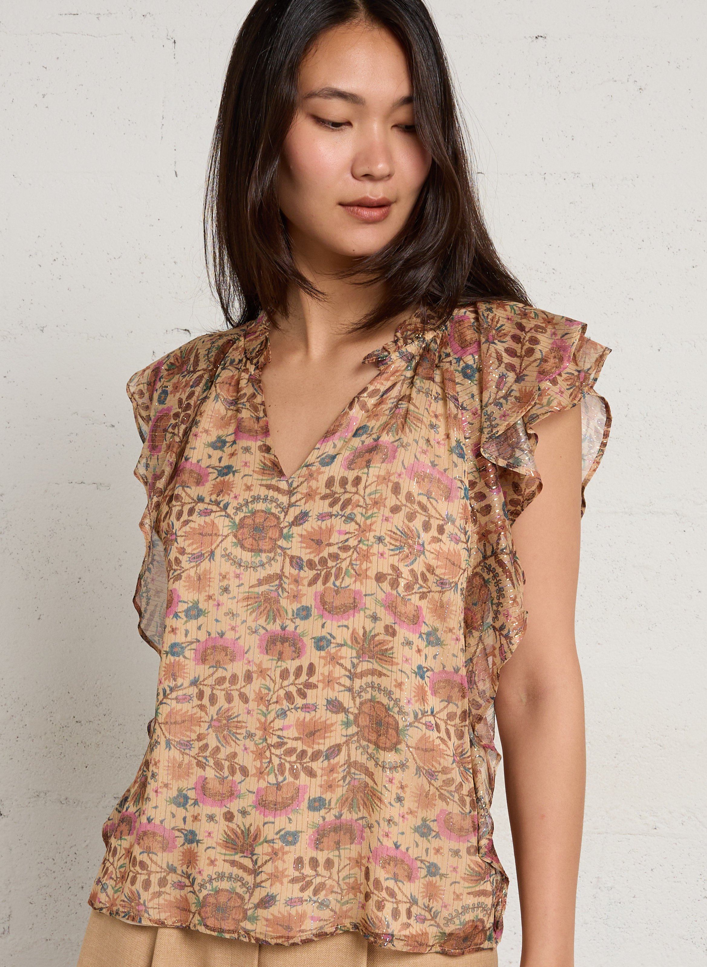 Top met bloemenprint MAISON 123 Beige